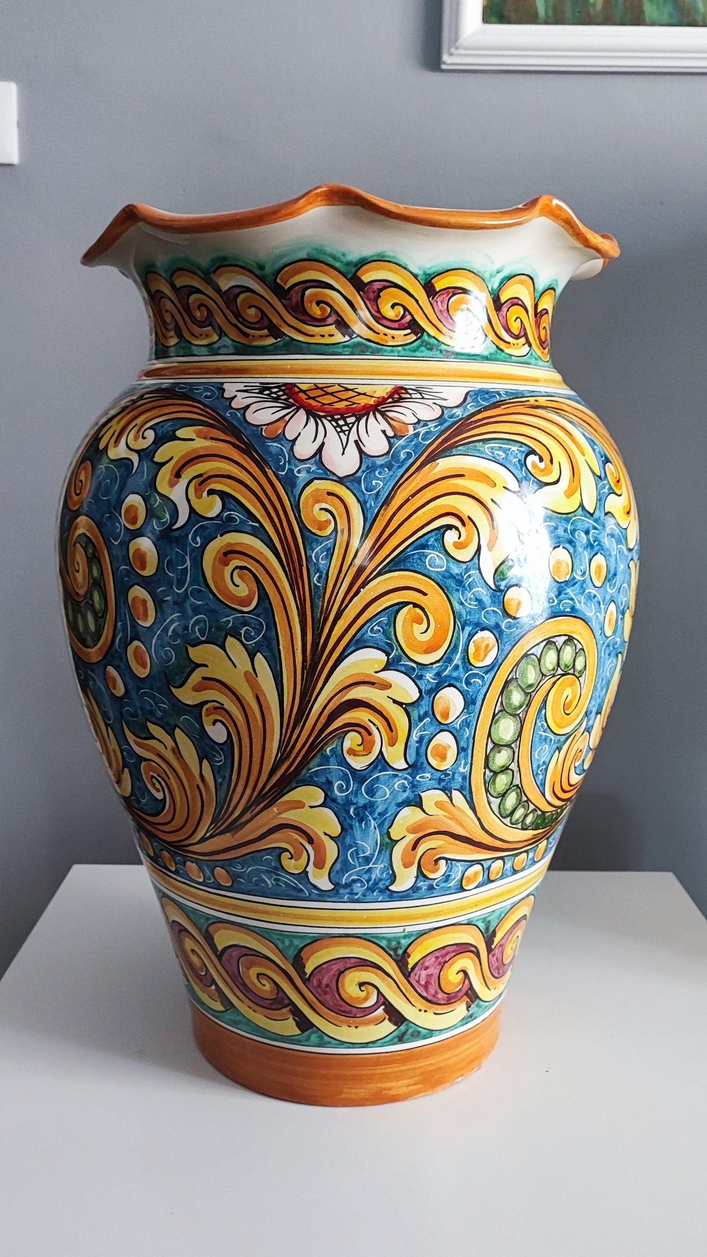 Artisan ceramic umbrella stand