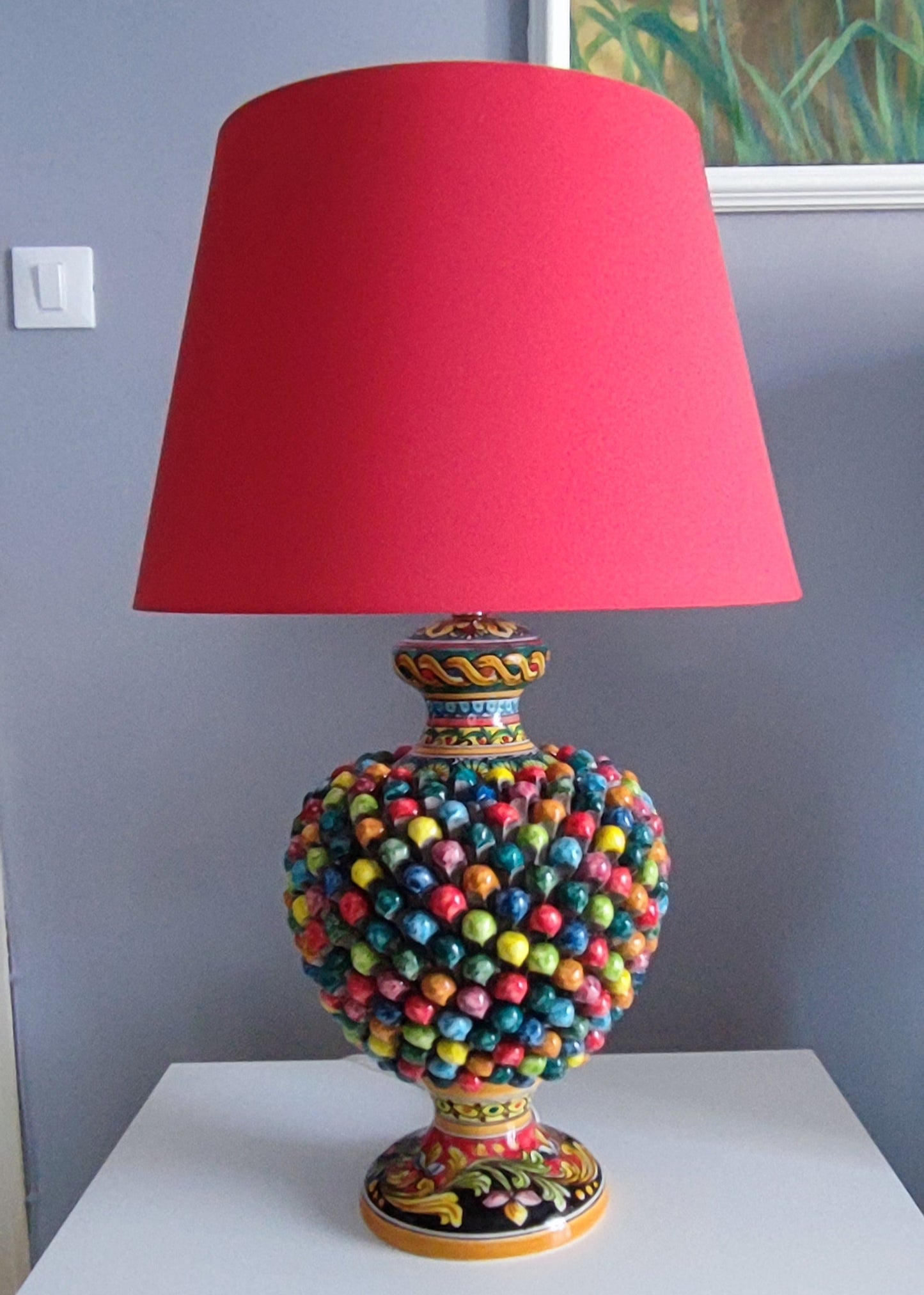 Handmade ceramic pinecone lamp