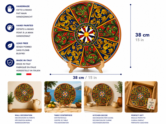 Baroque Sicilian Ceramic Plate – 38 cm