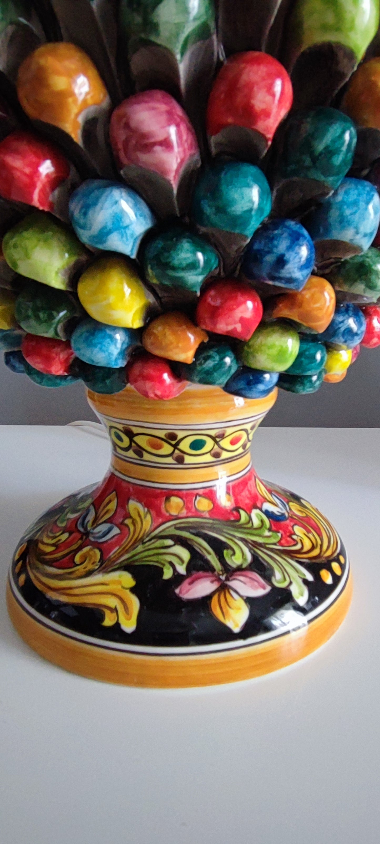 Hand-painted pinecone lamp