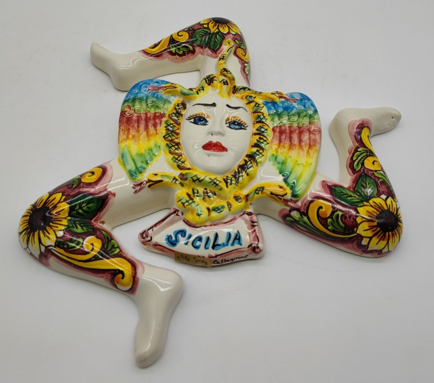 Handcrafted Sicilian Caltagirone Ceramics Trinacria
