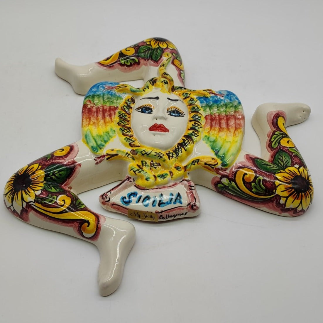 Handcrafted Sicilian Caltagirone Ceramics Trinacria