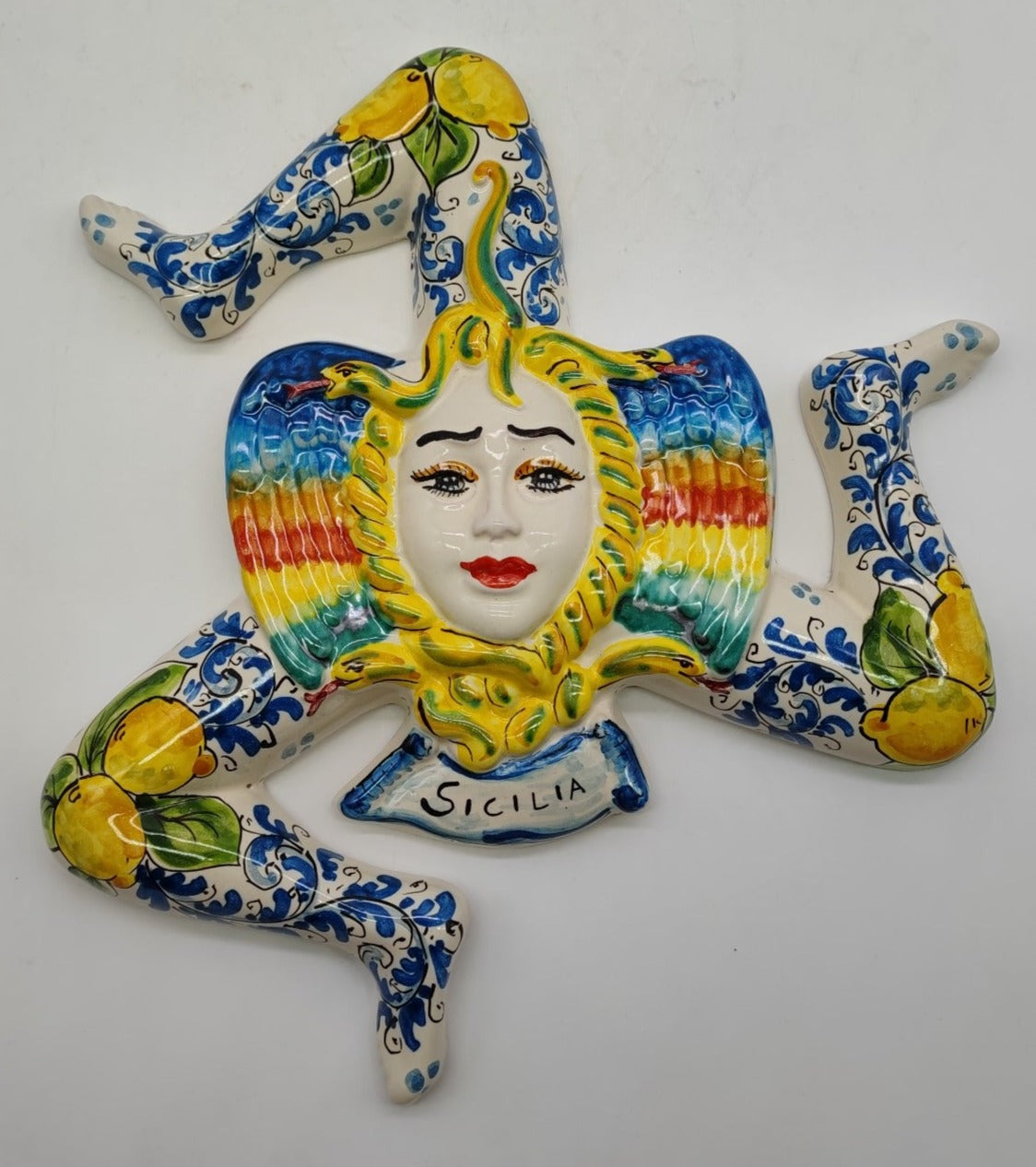 Handcrafted Sicilian Caltagirone Ceramics Trinacria
