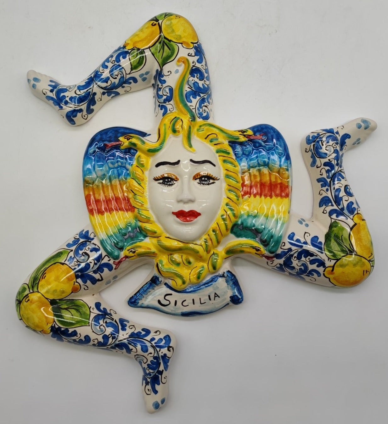 Handcrafted Sicilian Caltagirone Ceramics Trinacria