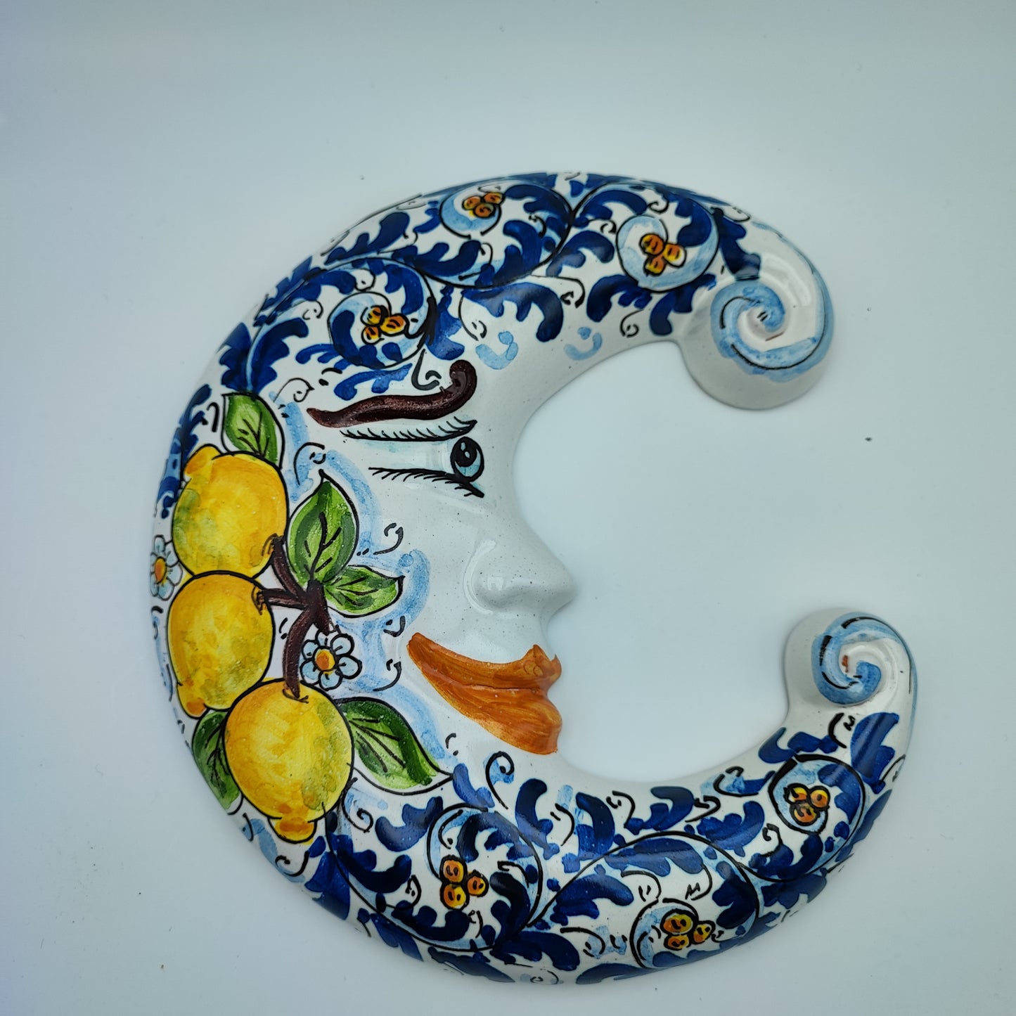 Handcrafted Ceramica di Caltagirone Moon Sculpture