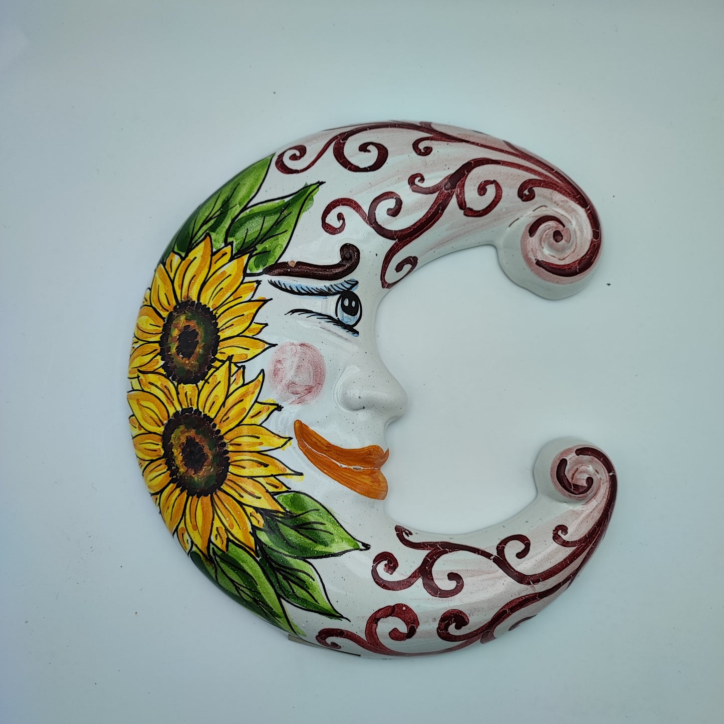 Handcrafted Ceramica di Caltagirone Moon Sculpture