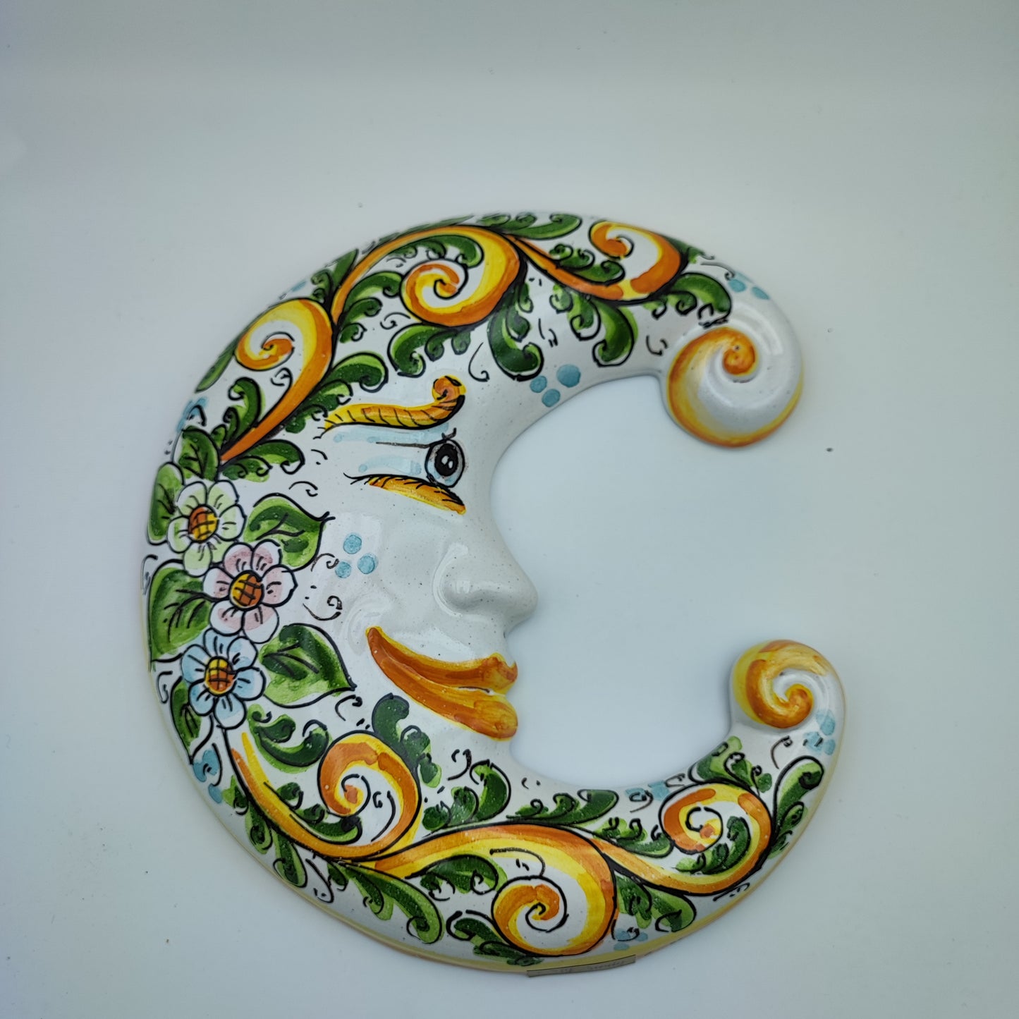 Handcrafted Ceramica di Caltagirone Moon Sculpture