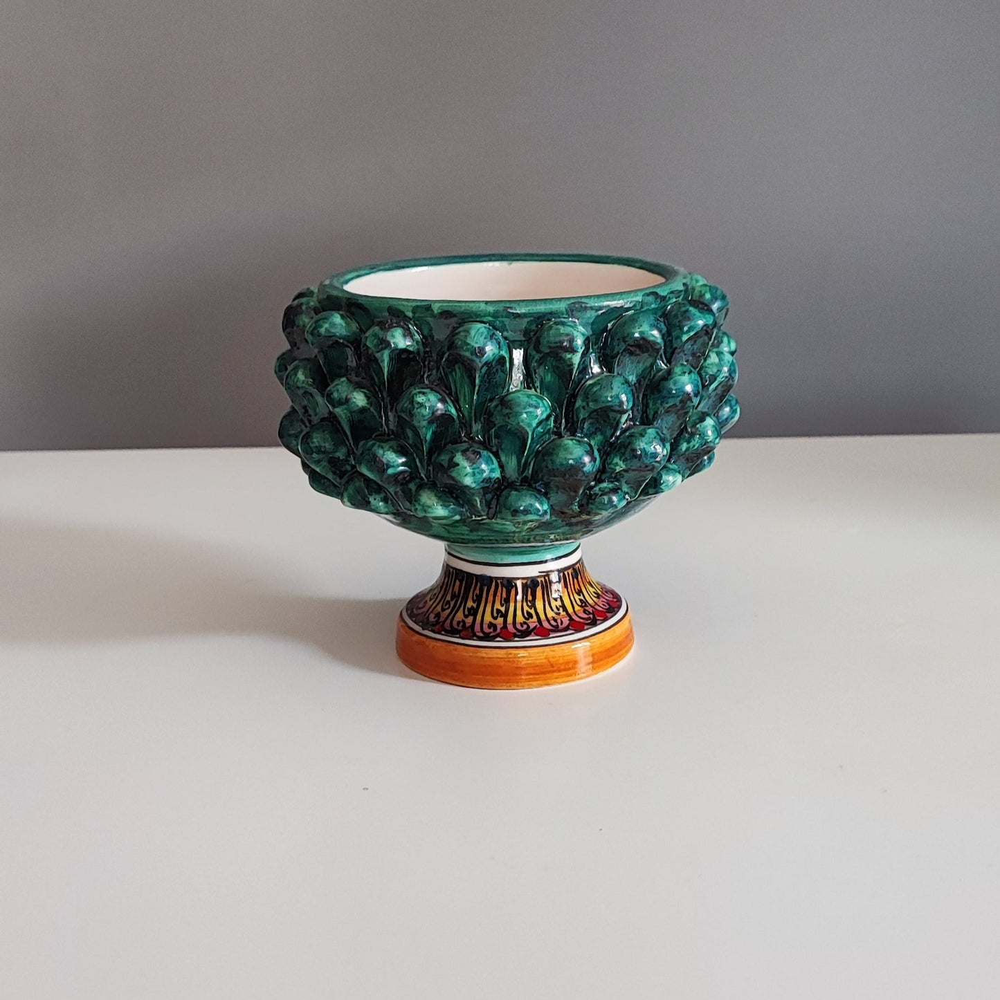 Handcrafted Half Pine Cone Vase Ø Approx. 12cm Caltagirone Ceramic Favor