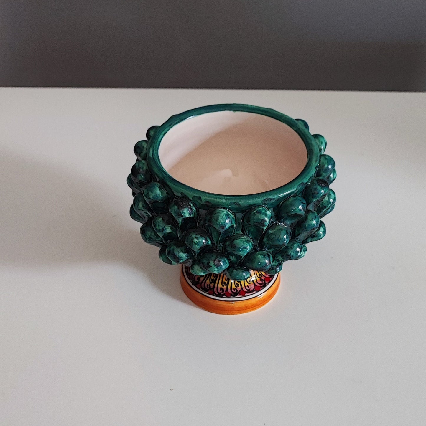 Handcrafted Half Pine Cone Vase Ø Approx. 12cm Caltagirone Ceramic Favor