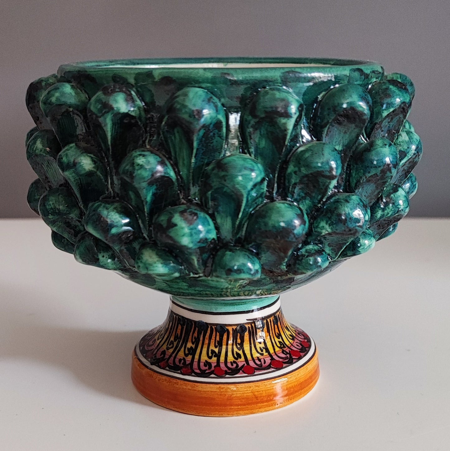 Handcrafted Half Pine Cone Vase Ø Approx. 12cm Caltagirone Ceramic Favor