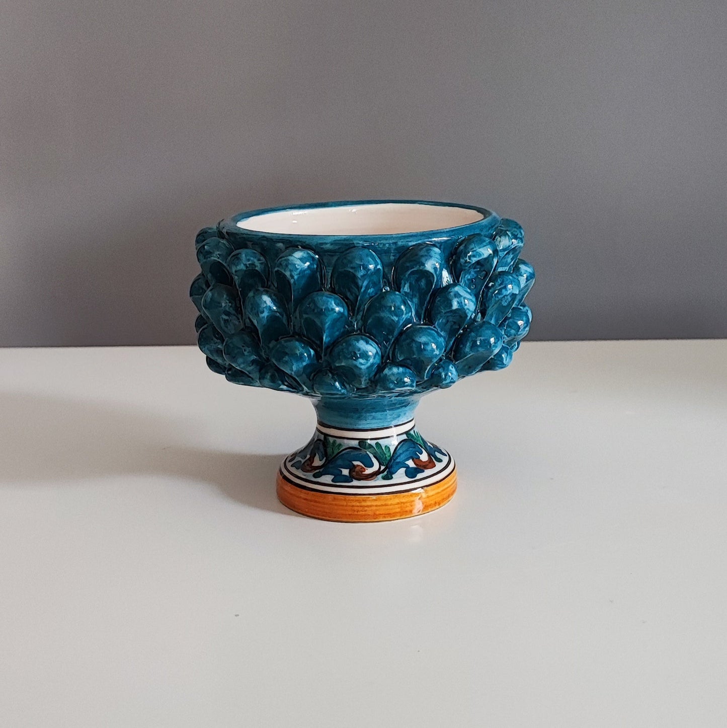 Handcrafted Half Pine Cone Vase Ø Approx. 12cm Caltagirone Ceramic Favor