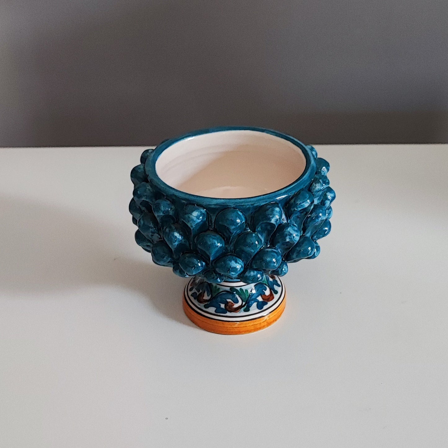 Handcrafted Half Pine Cone Vase Ø Approx. 12cm Caltagirone Ceramic Favor