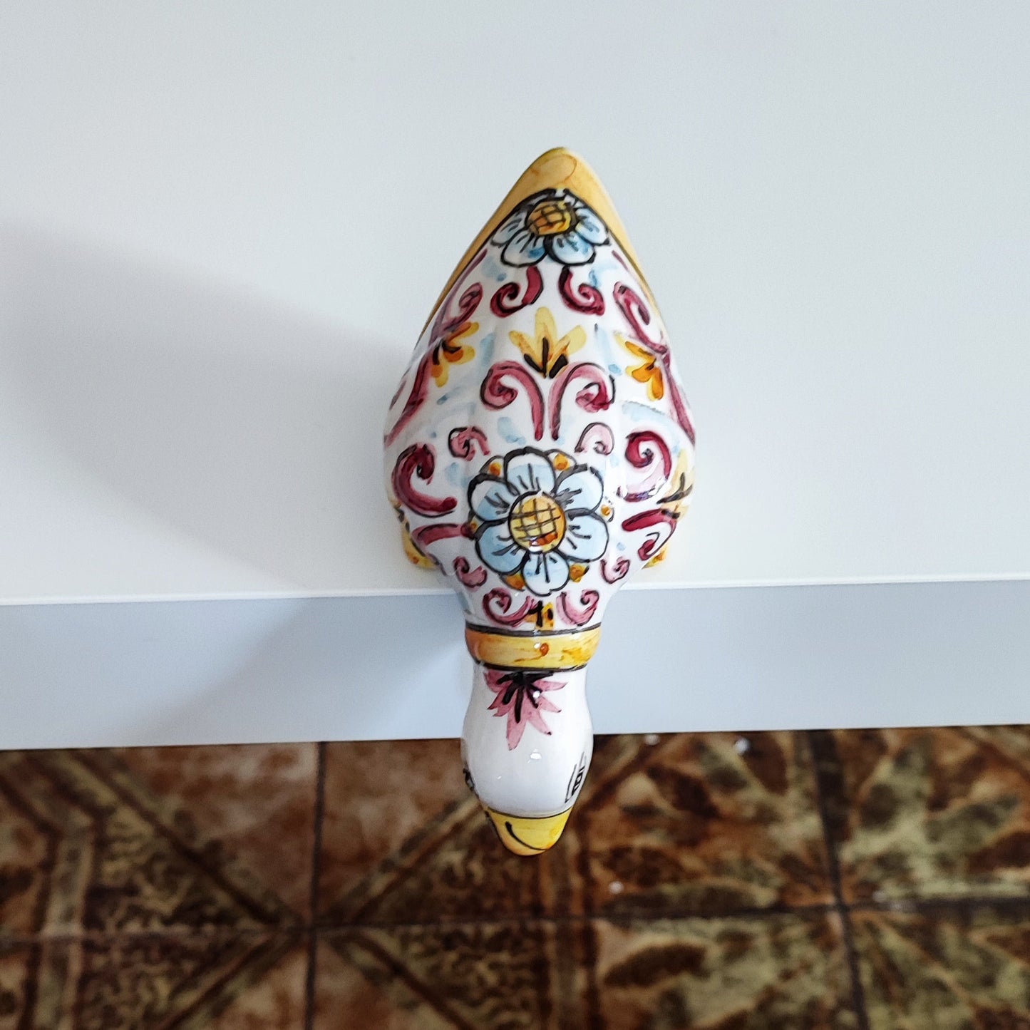 Handcrafted 14cm Caltagirone Ceramic Long Neck Duck Favor
