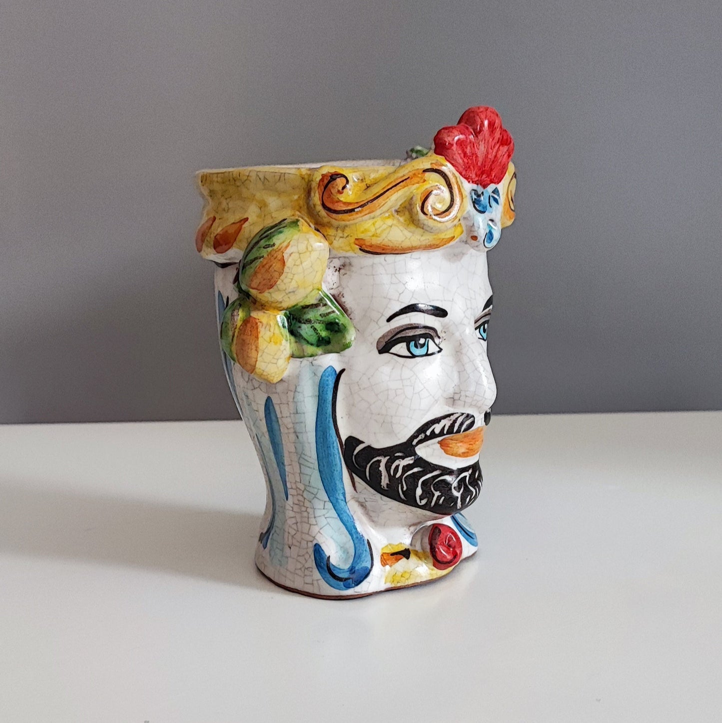 14 cm Moro Head with Crackled and Aged Effect