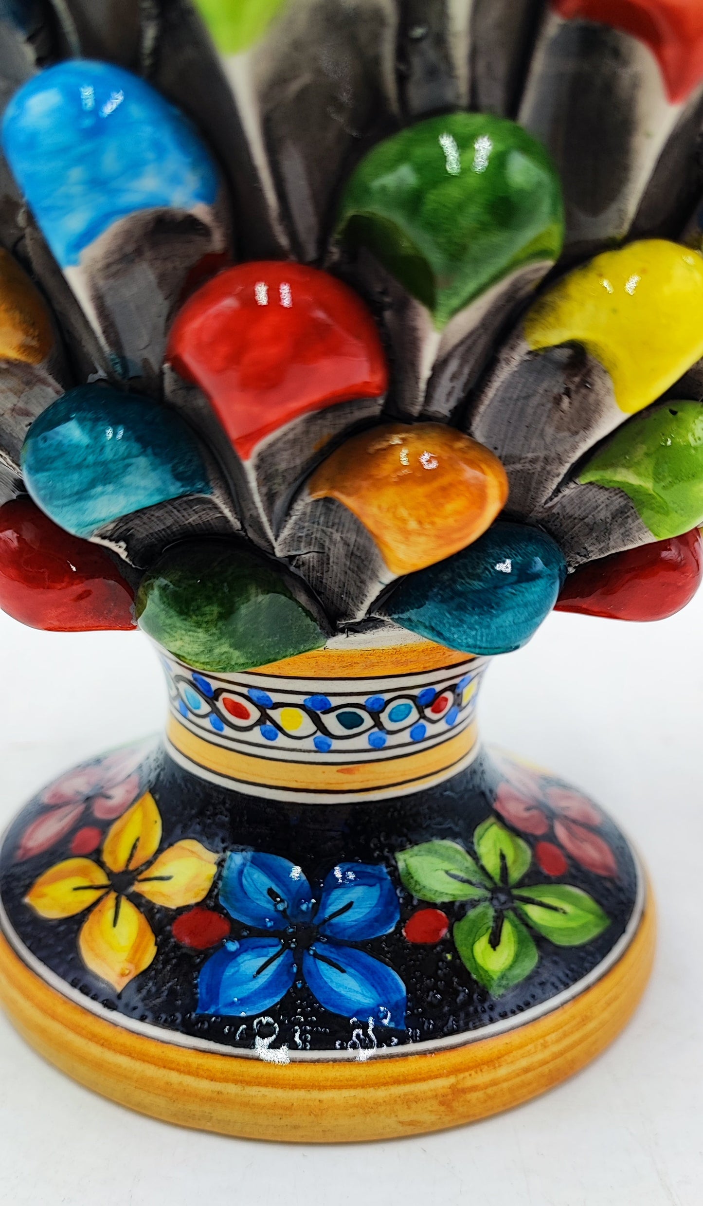 Handcrafted Ceramic Pine Cone - Stunning Art Piece for Home Decor Enthusiasts, andwith decorative base 26/27 cm approx