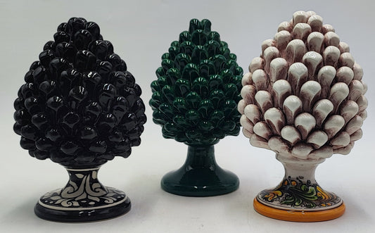Handmade Sicilian Ceramic Pine Cone with Decorative Base – 20cm (7.87”) – Caltagirone Pottery – Various Colors
