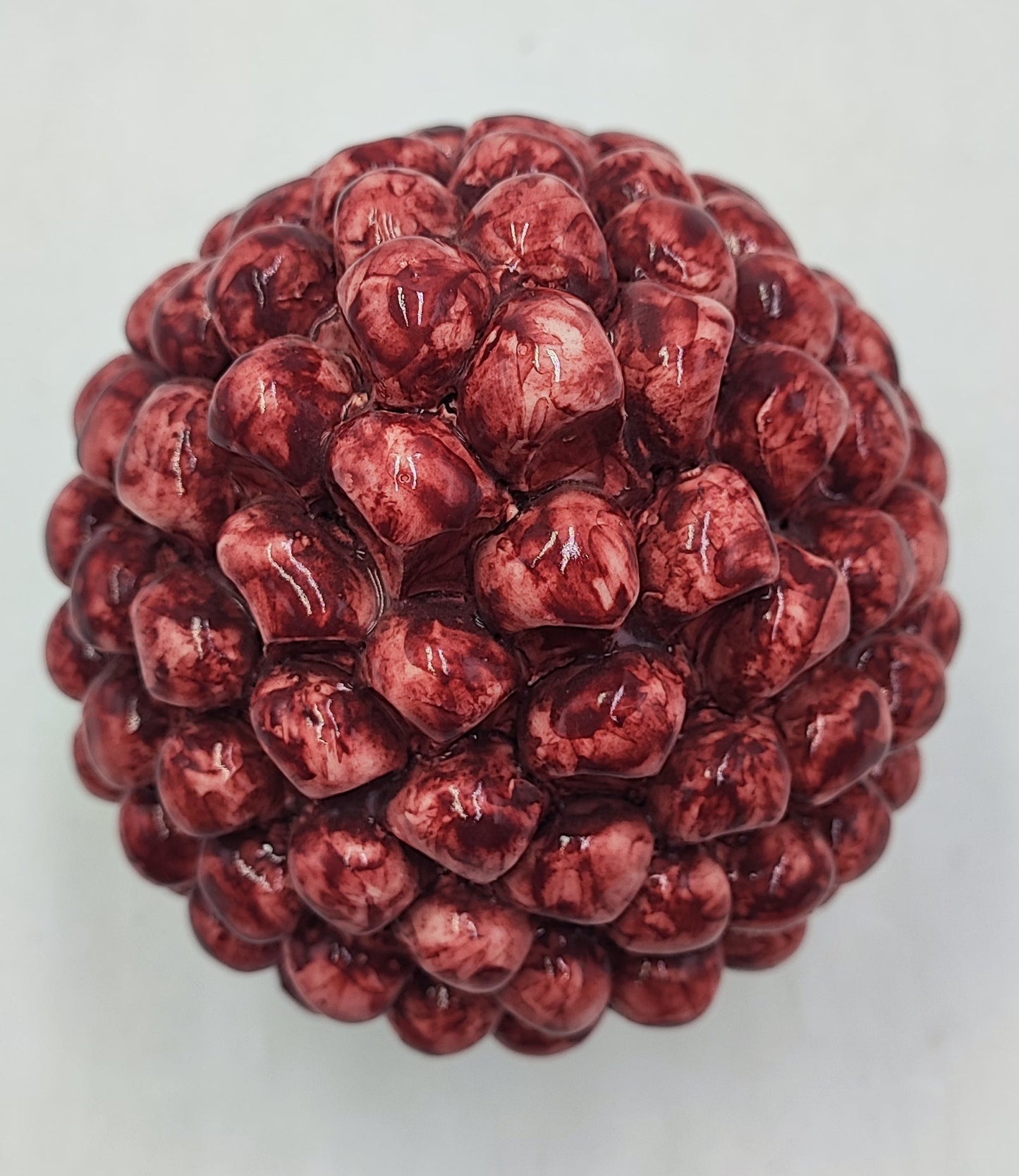 Sicilian ceramic pine cone, hand made with decorative base 20cm