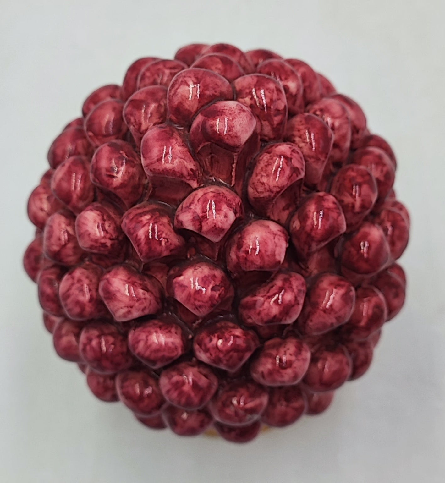 Sicilian ceramic pine cone, hand made with decorative base 20cm