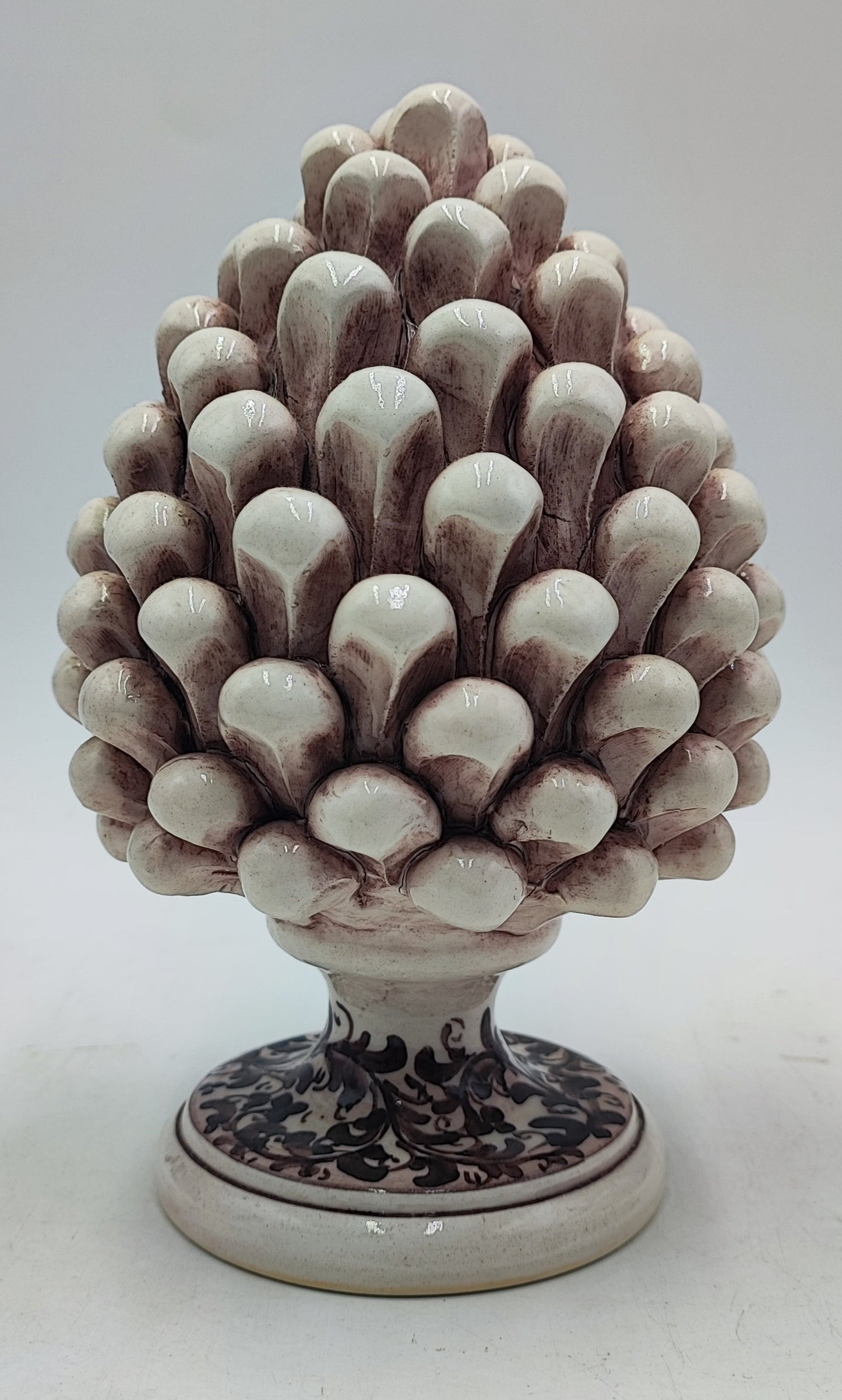 Handmade Sicilian Ceramic Pine Cone with Decorative Base – 20cm (7.87”)