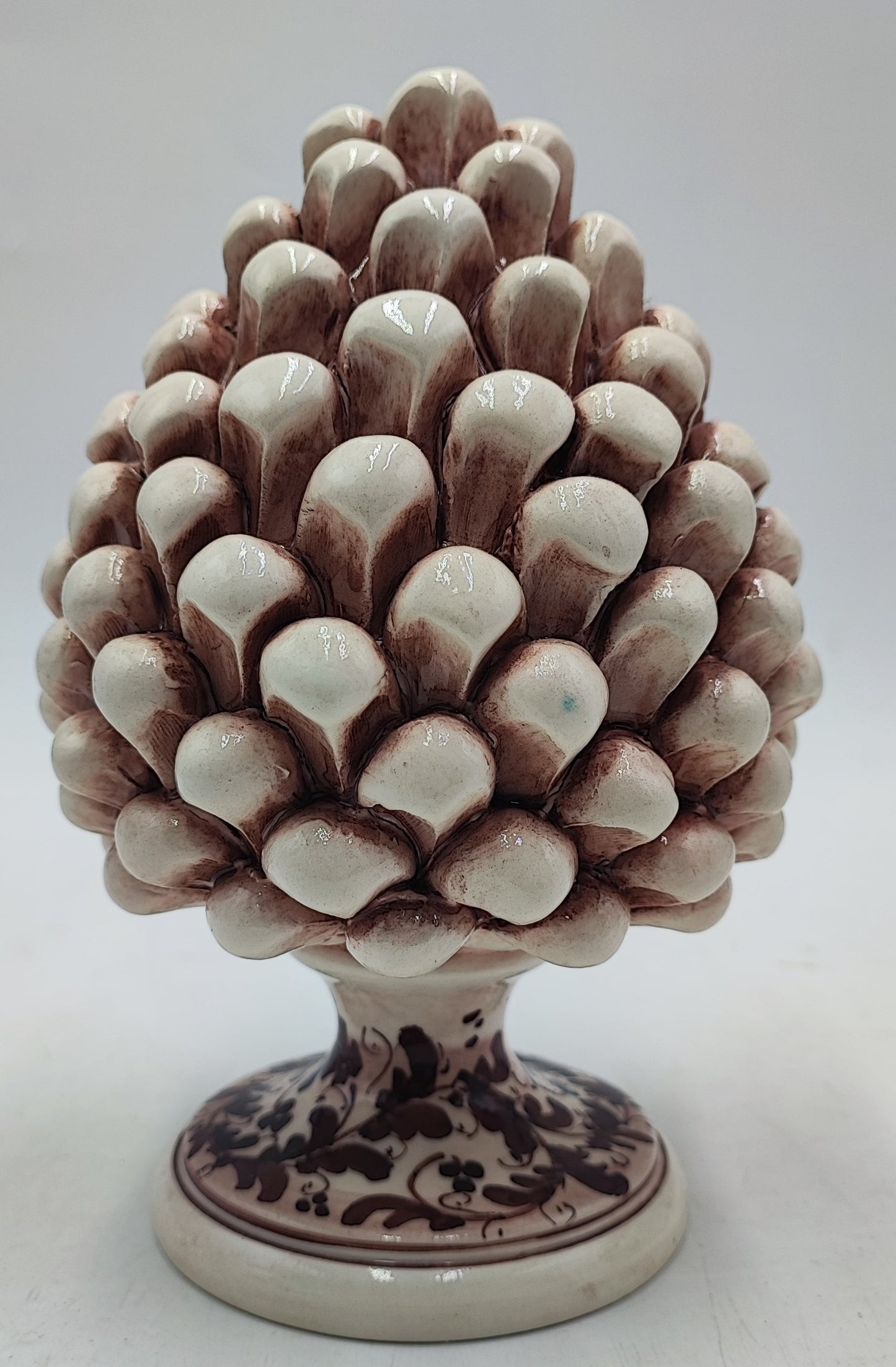 Handmade Sicilian Ceramic Pine Cone with Decorative Base – 20cm (7.87”)