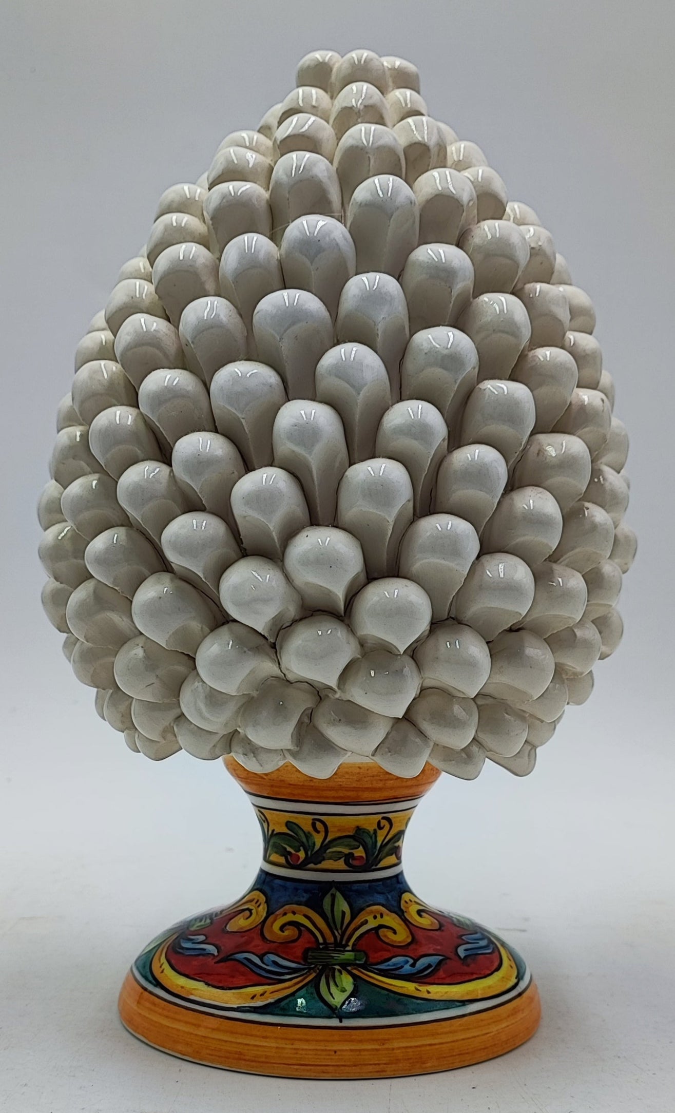 Handcrafted Ceramic Pine Cone - Stunning Art Piece for Home Decor Enthusiasts, andwith decorative base 26/27 cm approx