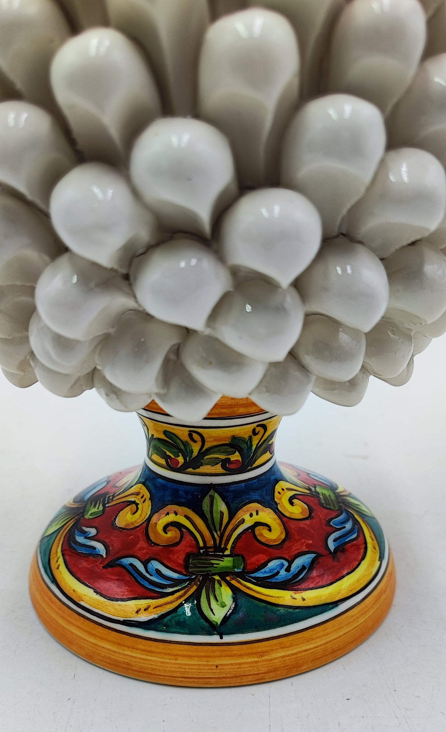 Handcrafted Ceramic Pine Cone - Stunning Art Piece for Home Decor Enthusiasts, andwith decorative base 26/27 cm approx