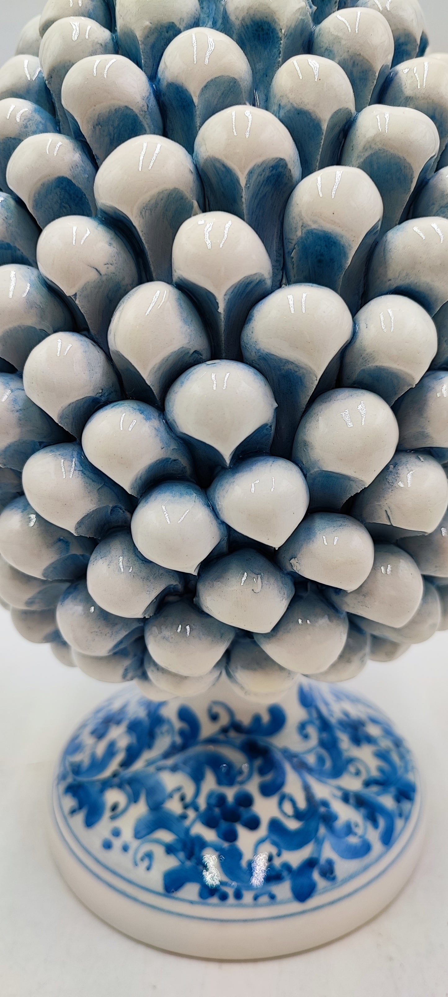 Handcrafted Ceramic Pine Cone - Stunning Art Piece for Home Decor Enthusiasts, andwith decorative base 26/27 cm approx