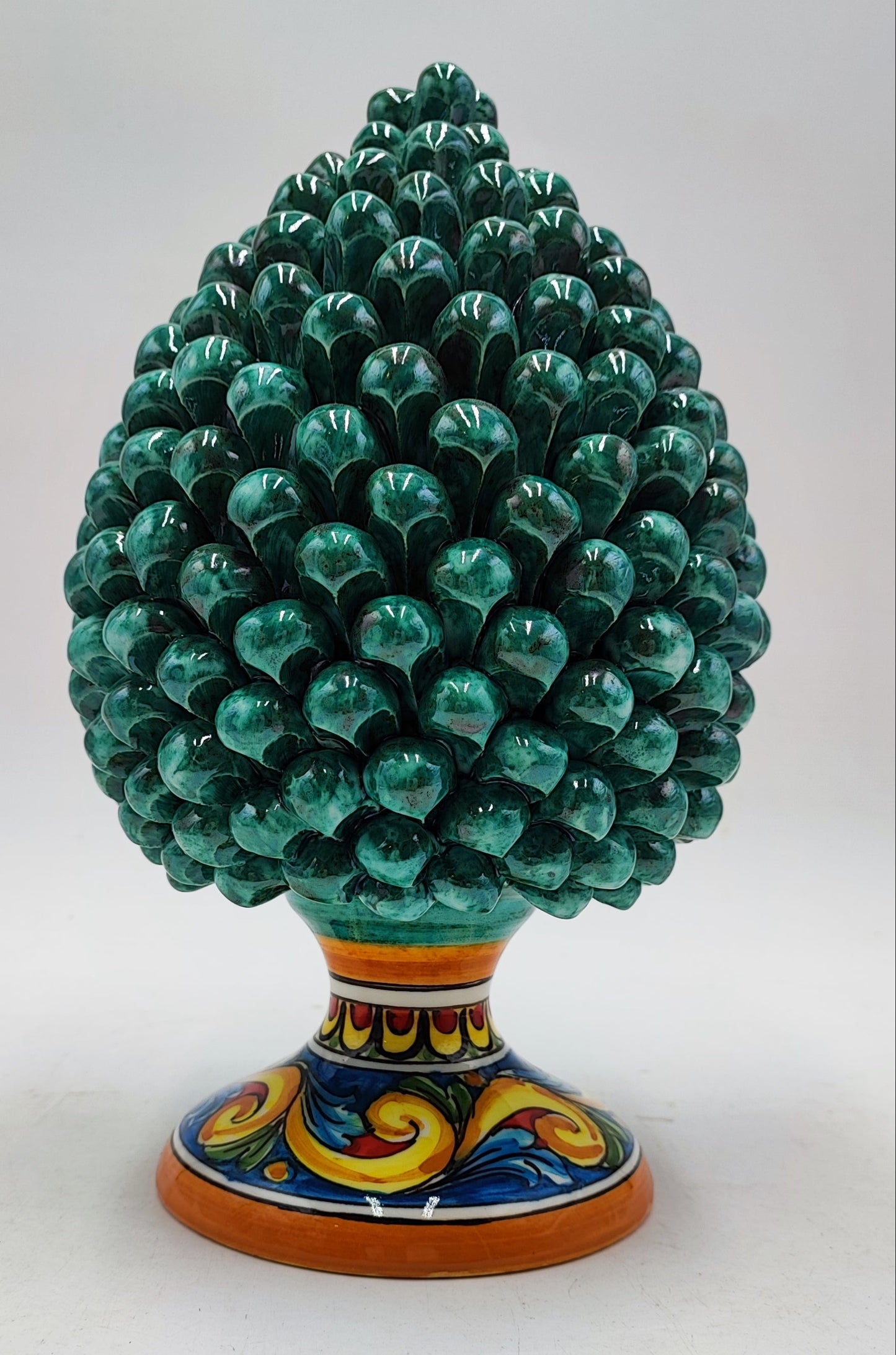 Handcrafted Ceramic Pine Cone - Stunning Art Piece for Home Decor Enthusiasts, andwith decorative base 26/27 cm approx