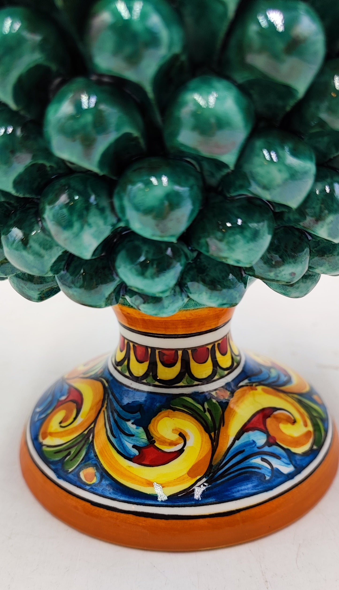 Handcrafted Ceramic Pine Cone - Stunning Art Piece for Home Decor Enthusiasts, andwith decorative base 26/27 cm approx