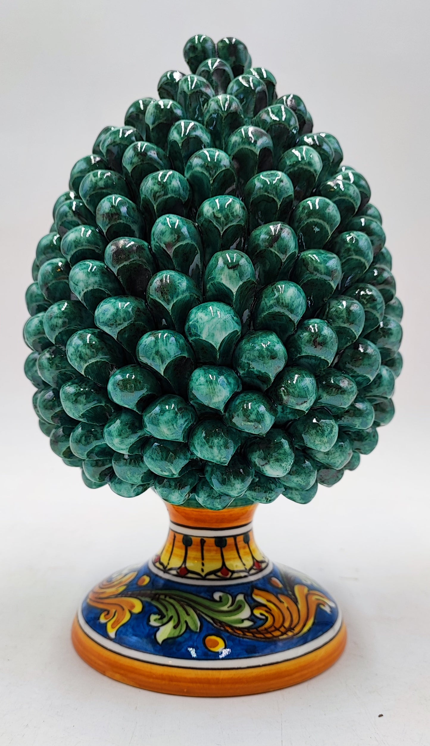 Handcrafted Ceramic Pine Cone - Stunning Art Piece for Home Decor Enthusiasts, andwith decorative base 26/27 cm approx