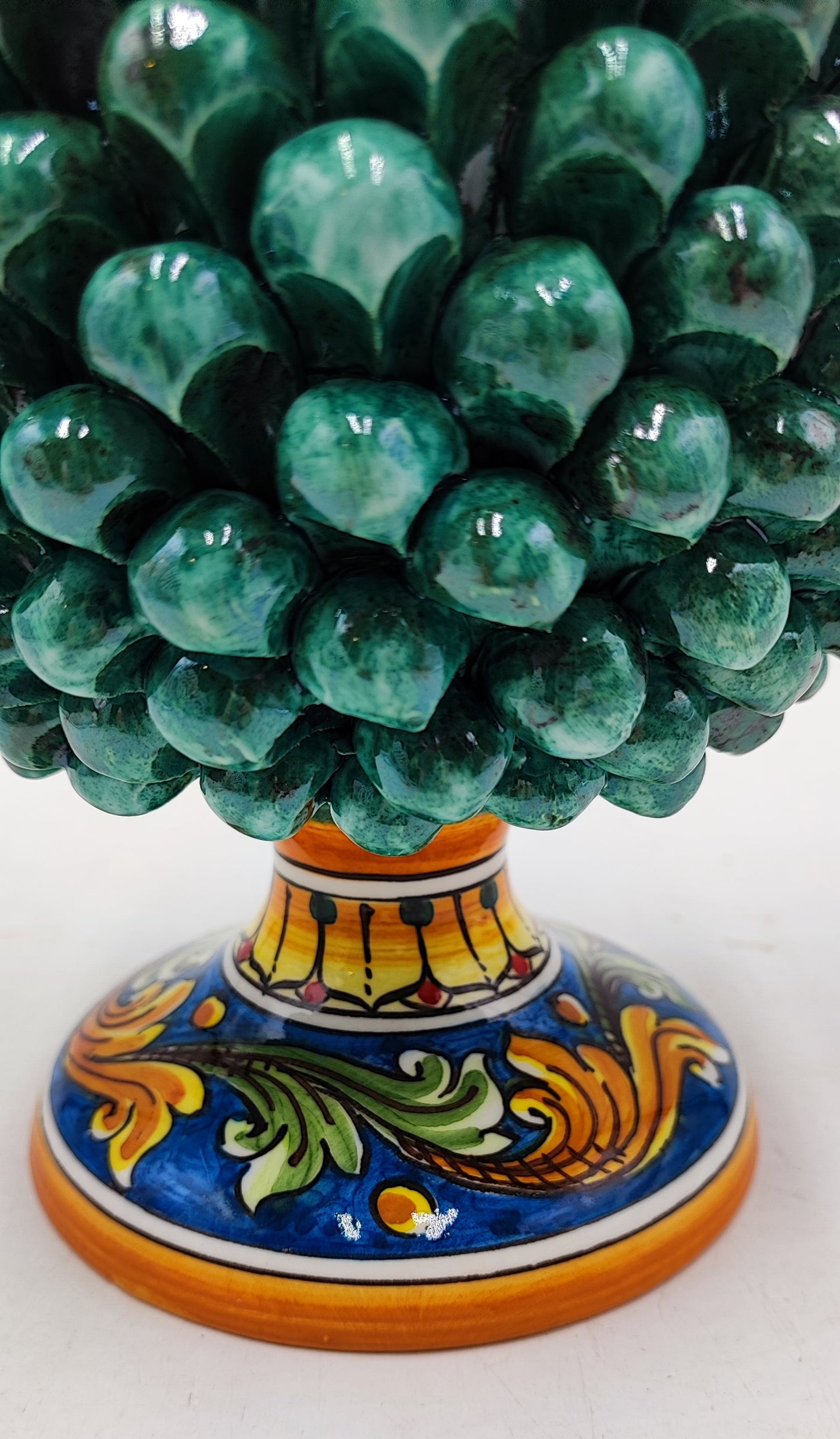 Handcrafted Ceramic Pine Cone - Stunning Art Piece for Home Decor Enthusiasts, andwith decorative base 26/27 cm approx