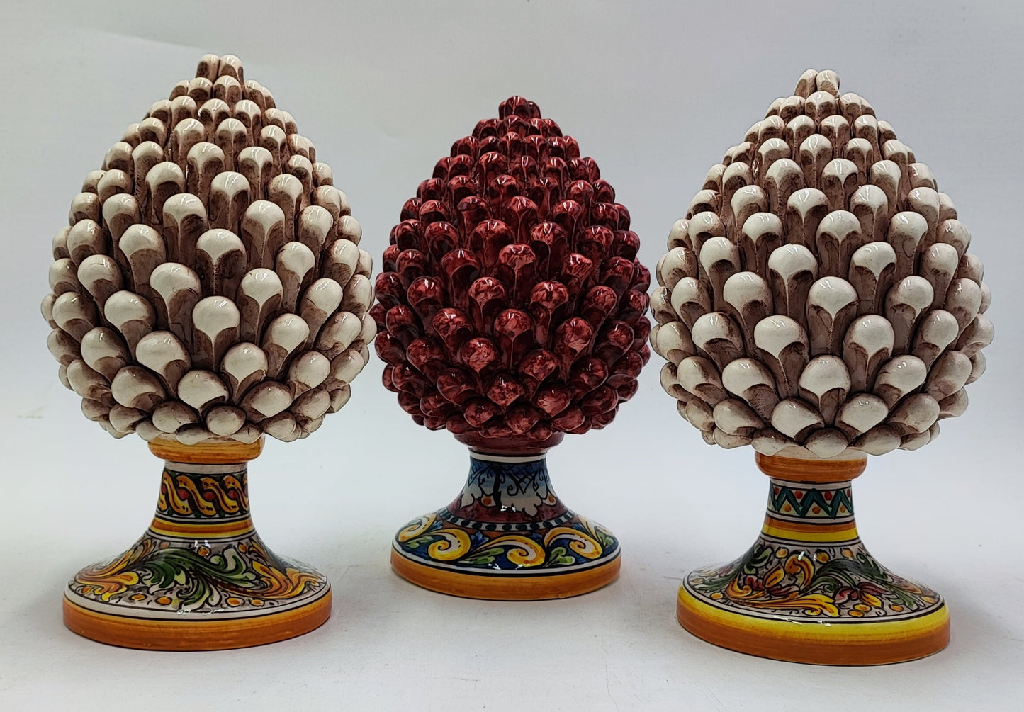 Handcrafted Ceramic Pine Cone - Stunning Art Piece for Home Decor Enthusiasts, andwith decorative base 25/26 cm approx