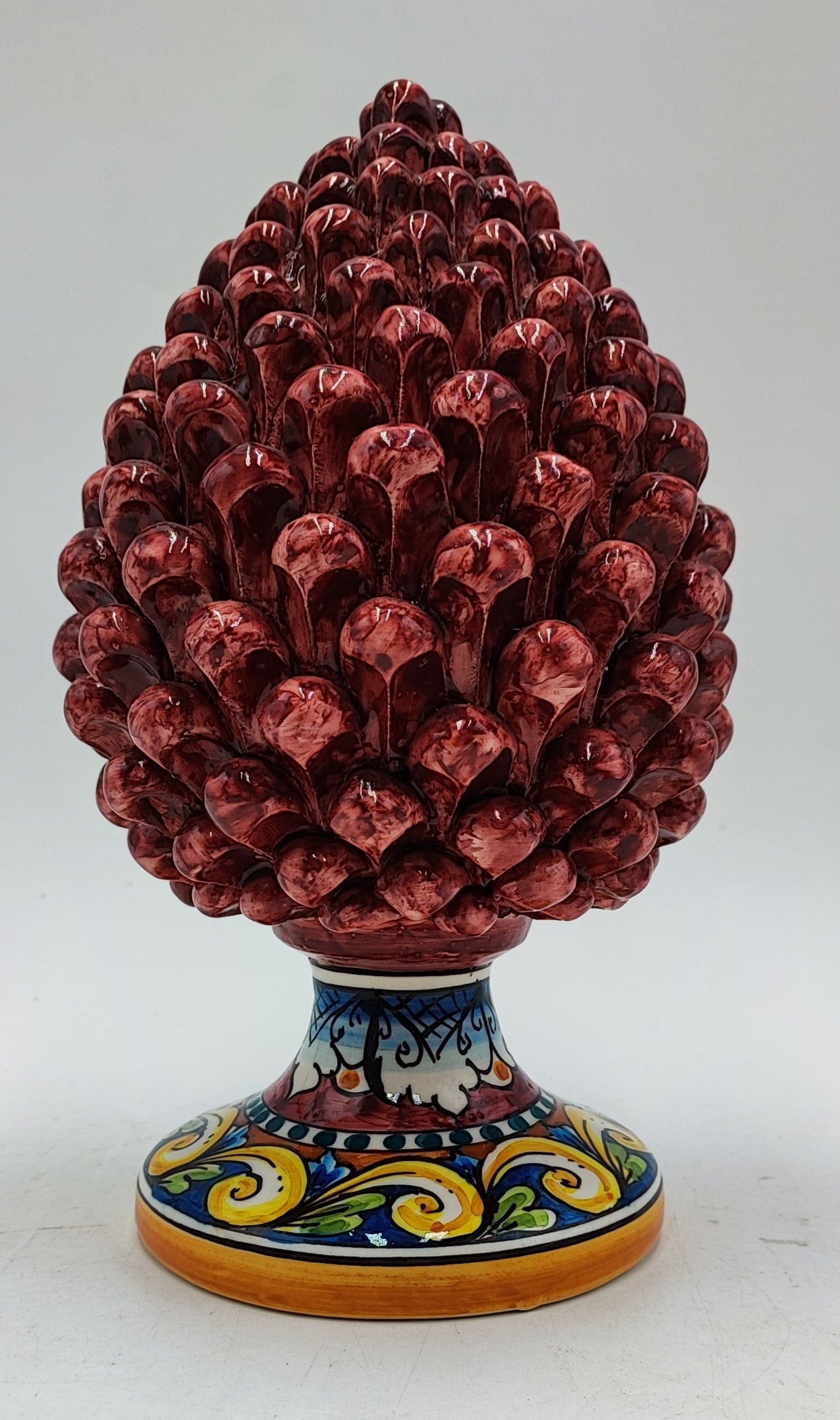 Handcrafted Ceramic Pine Cone - Stunning Art Piece for Home Decor Enthusiasts, andwith decorative base 25/26 cm approx