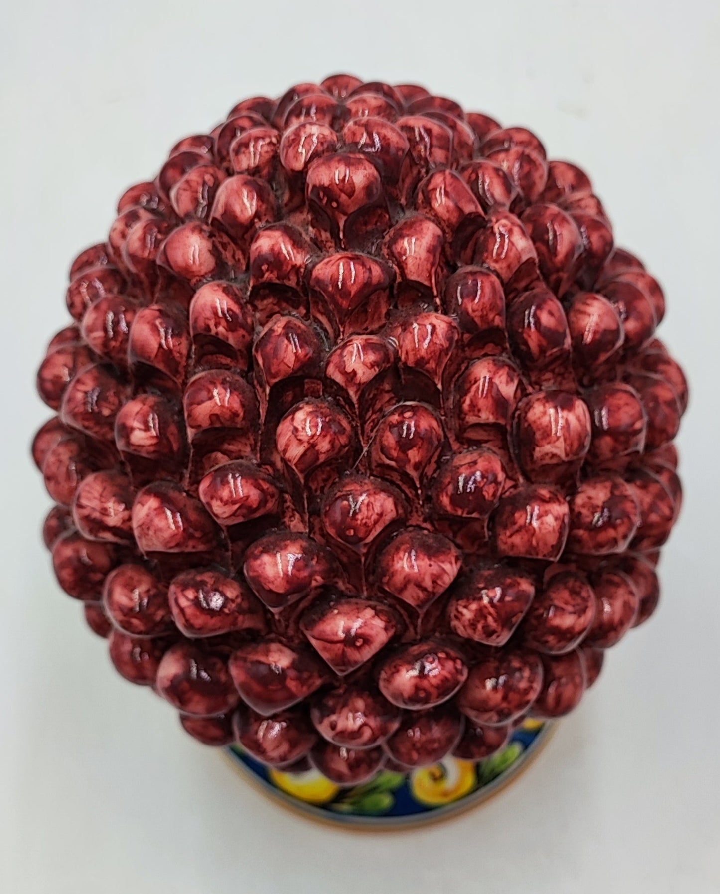 Handcrafted Ceramic Pine Cone - Stunning Art Piece for Home Decor Enthusiasts, andwith decorative base 25/26 cm approx