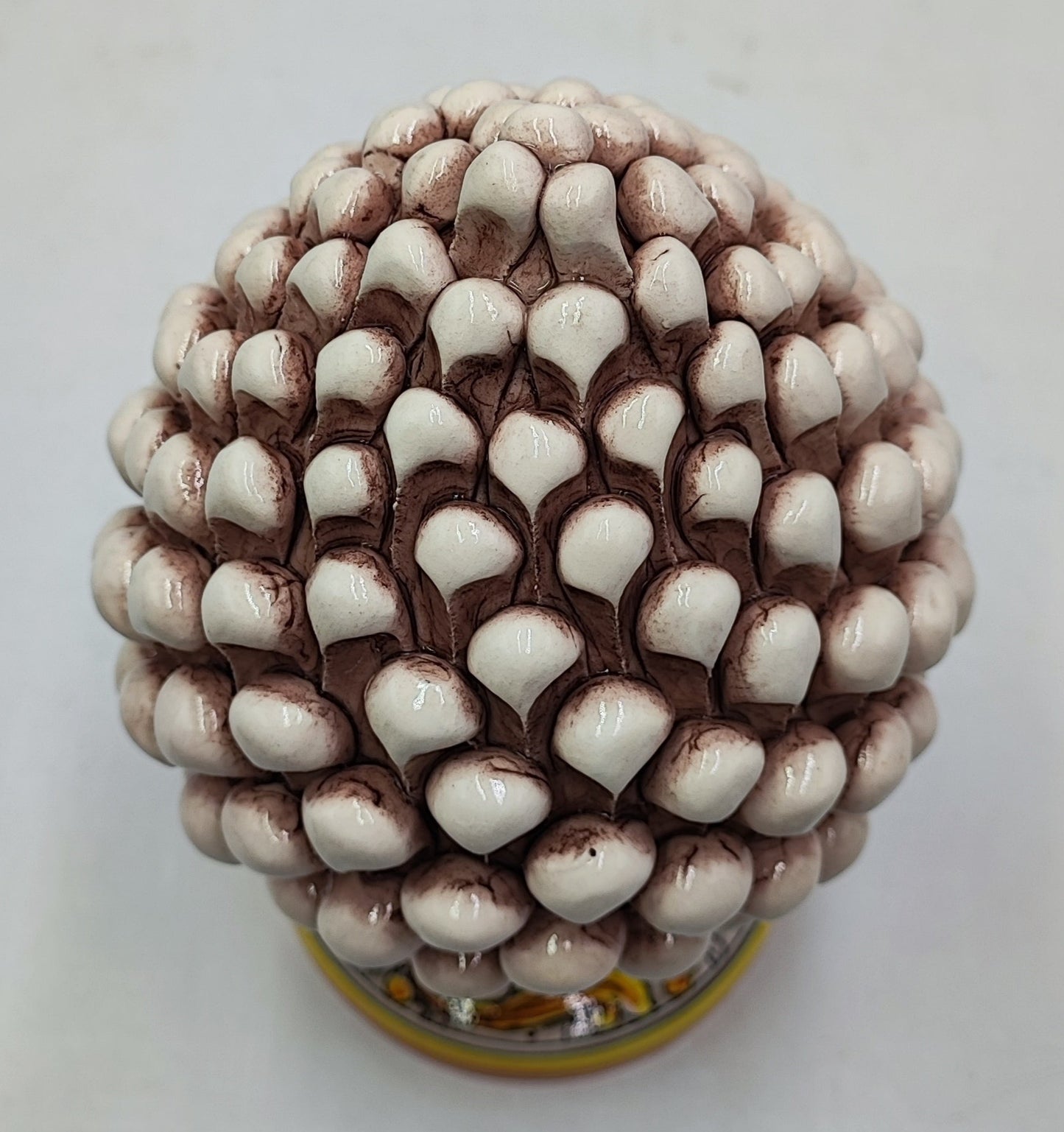 Handcrafted Ceramic Pine Cone - Stunning Art Piece for Home Decor Enthusiasts, andwith decorative base 25/26 cm approx