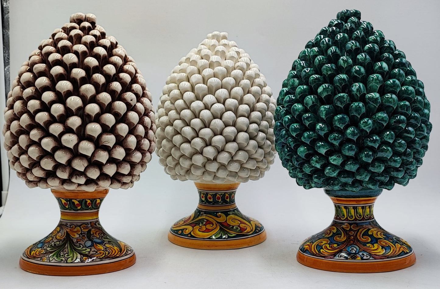 Handcrafted Ceramic Pine Cone - Stunning Art Piece for Home Decor Enthusiasts, andwith decorative base 32/33 cm approx