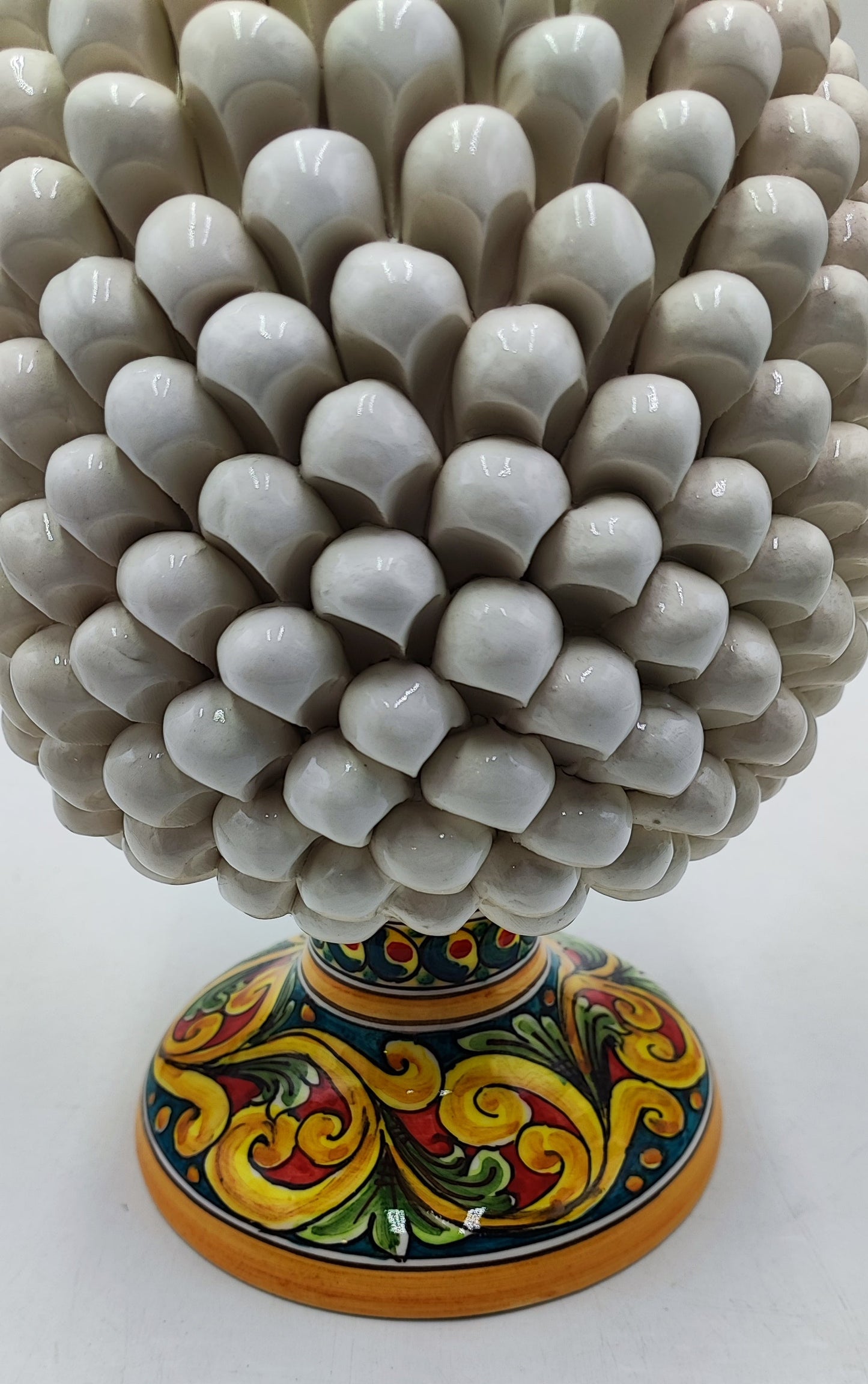 Handcrafted Ceramic Pine Cone - Stunning Art Piece for Home Decor Enthusiasts, andwith decorative base 32/33 cm approx