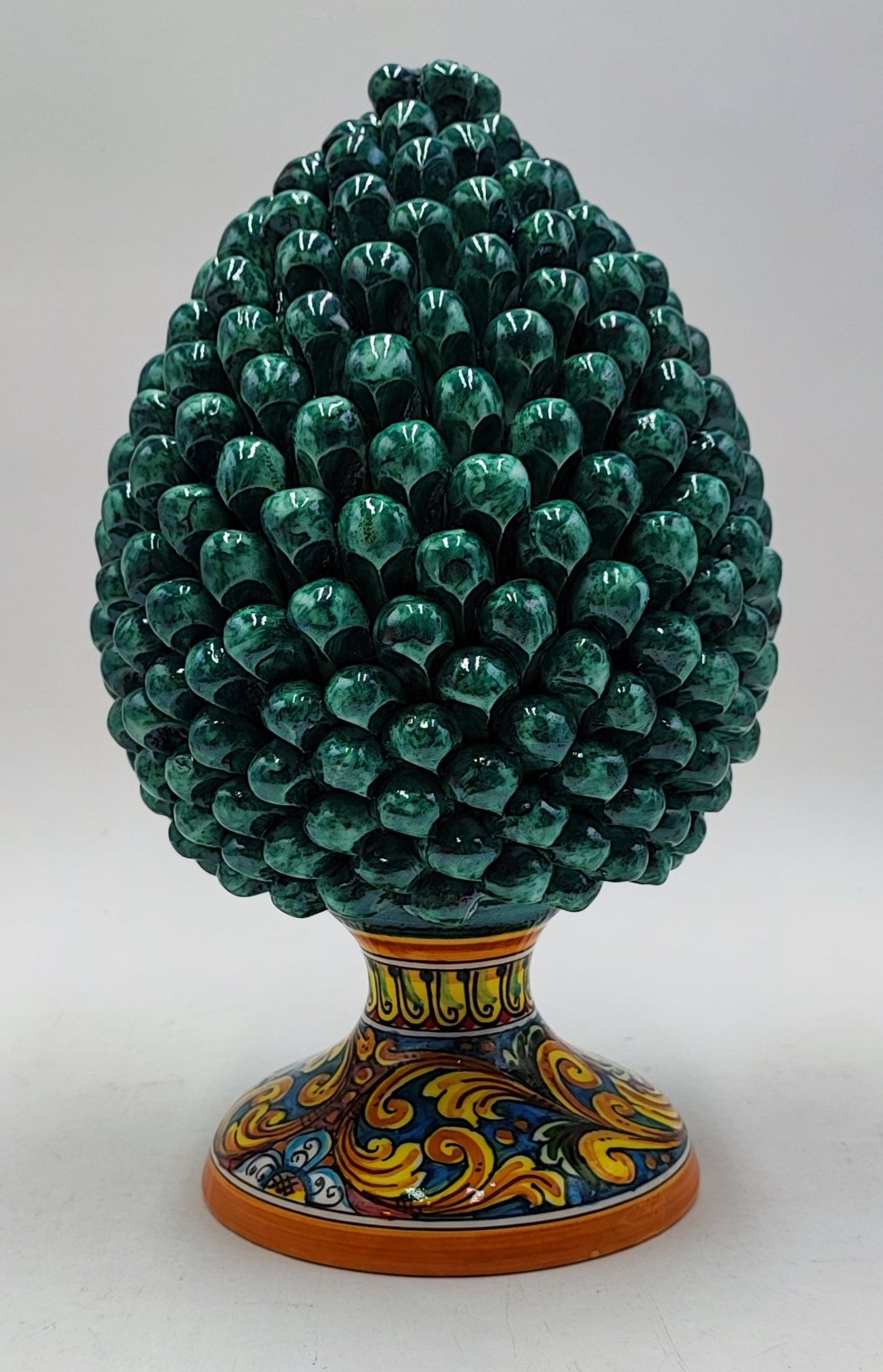 Handcrafted Ceramic Pine Cone - Stunning Art Piece for Home Decor Enthusiasts, andwith decorative base 32/33 cm approx