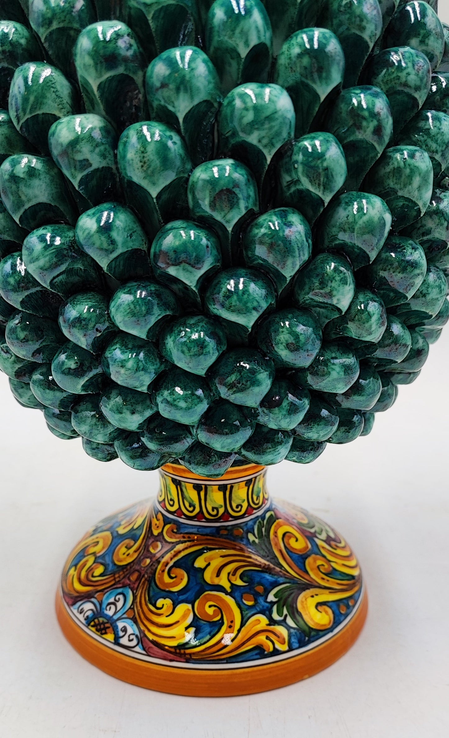 Handcrafted Ceramic Pine Cone - Stunning Art Piece for Home Decor Enthusiasts, andwith decorative base 32/33 cm approx