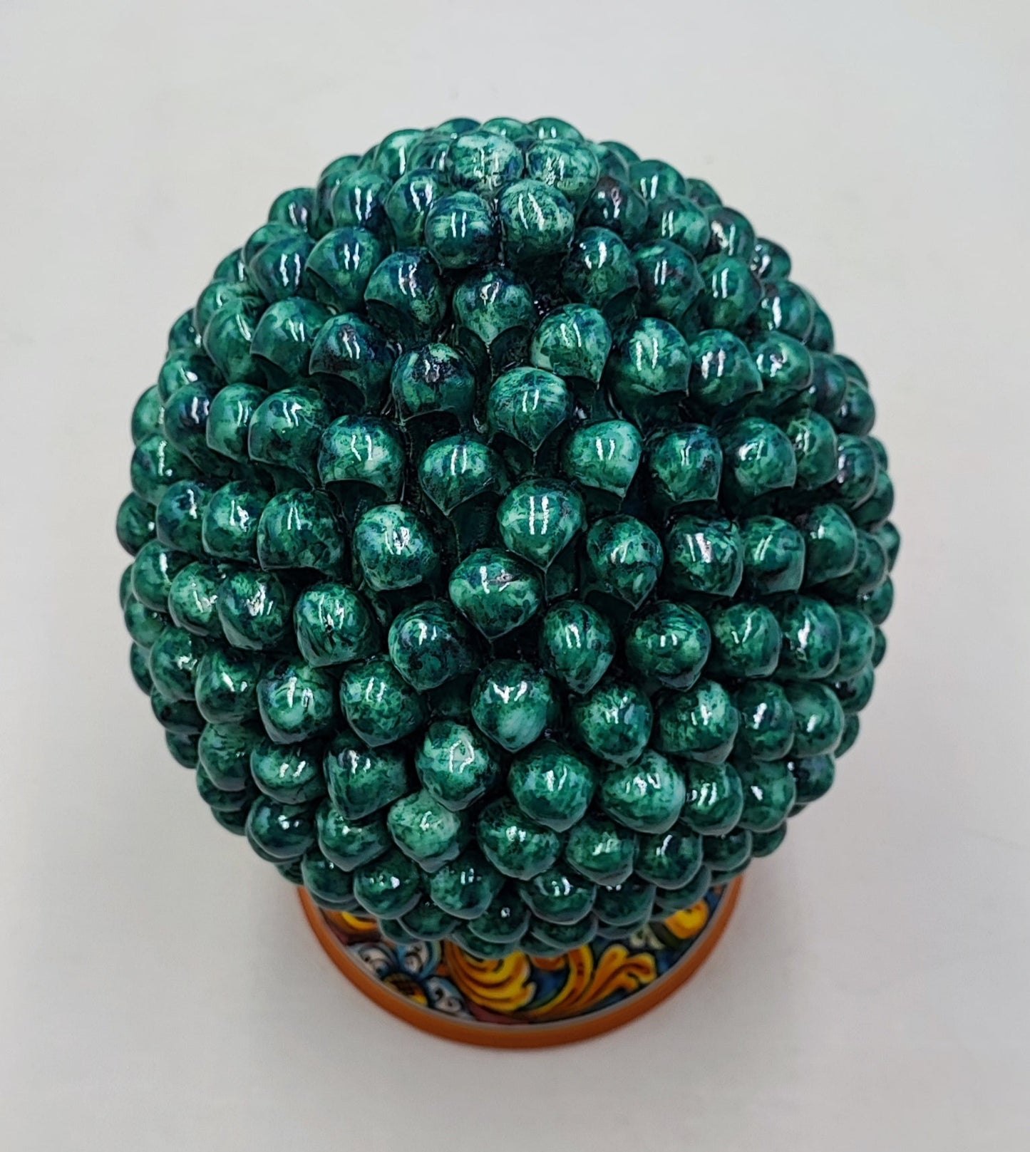 Handcrafted Ceramic Pine Cone - Stunning Art Piece for Home Decor Enthusiasts, andwith decorative base 32/33 cm approx