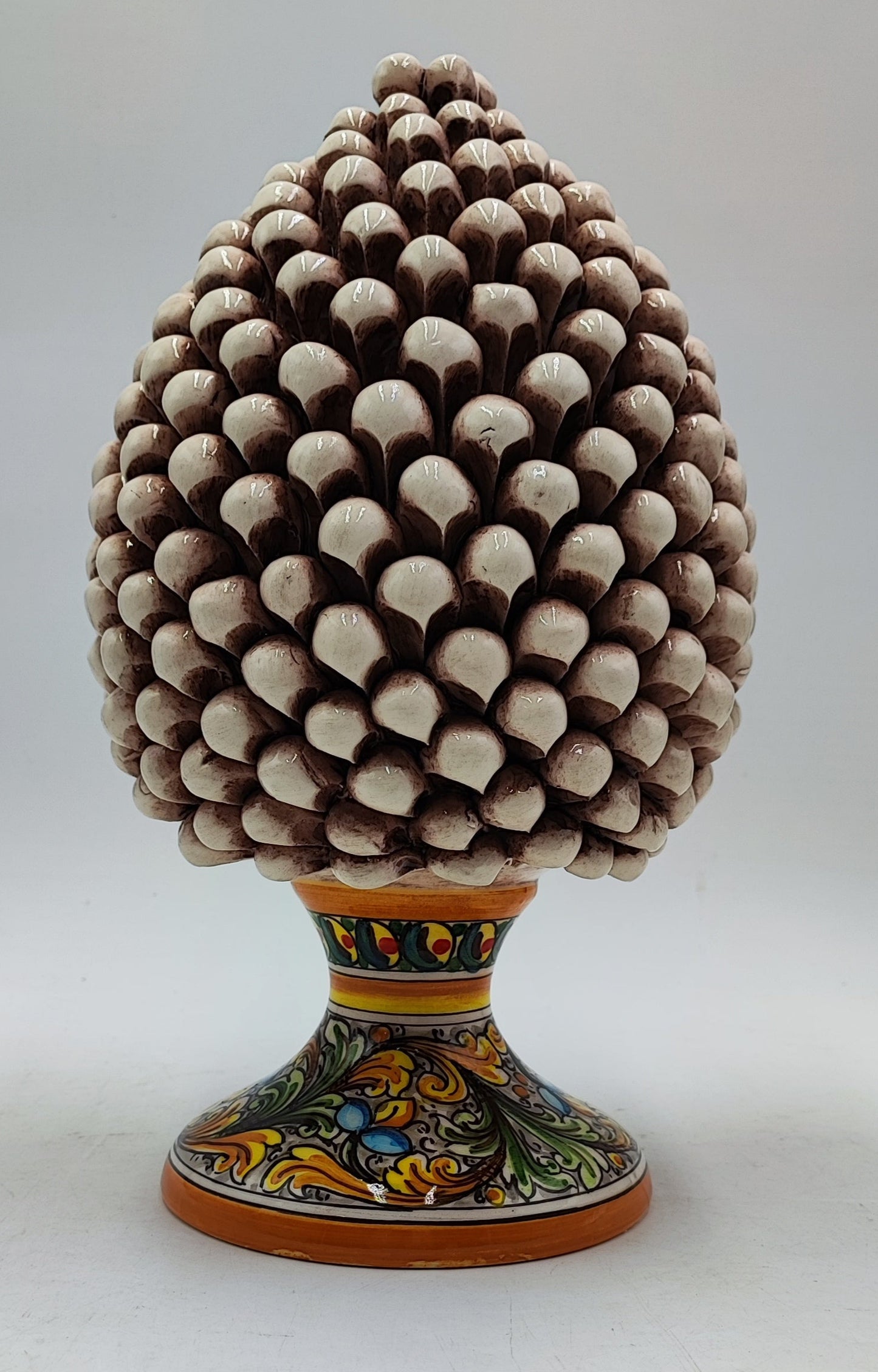 Handcrafted Ceramic Pine Cone - Stunning Art Piece for Home Decor Enthusiasts, andwith decorative base 32/33 cm approx