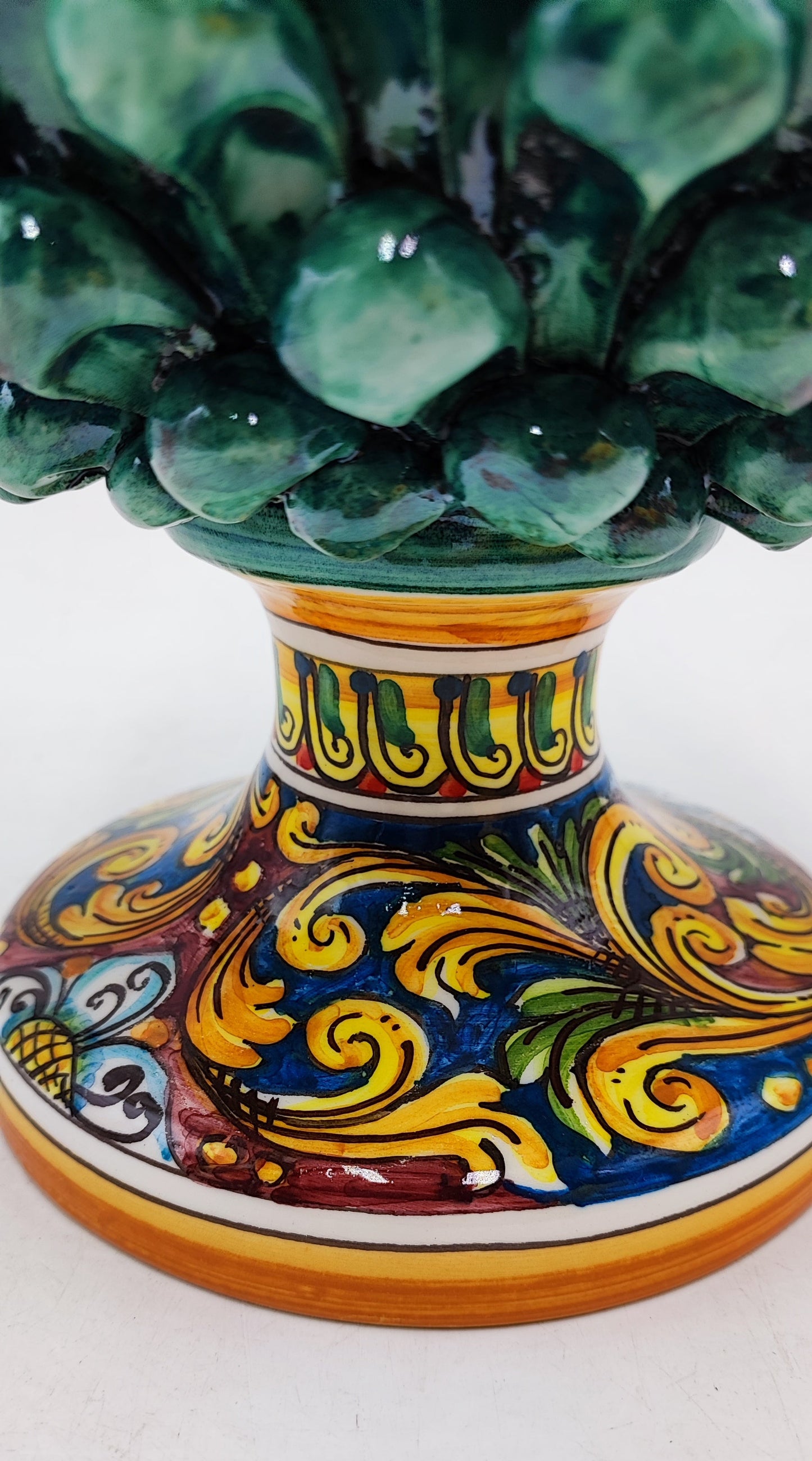 Handcrafted Ceramic Pine Cone - Stunning Art Piece for Home Decor Enthusiasts, and with decorative base 30/31 cm approx