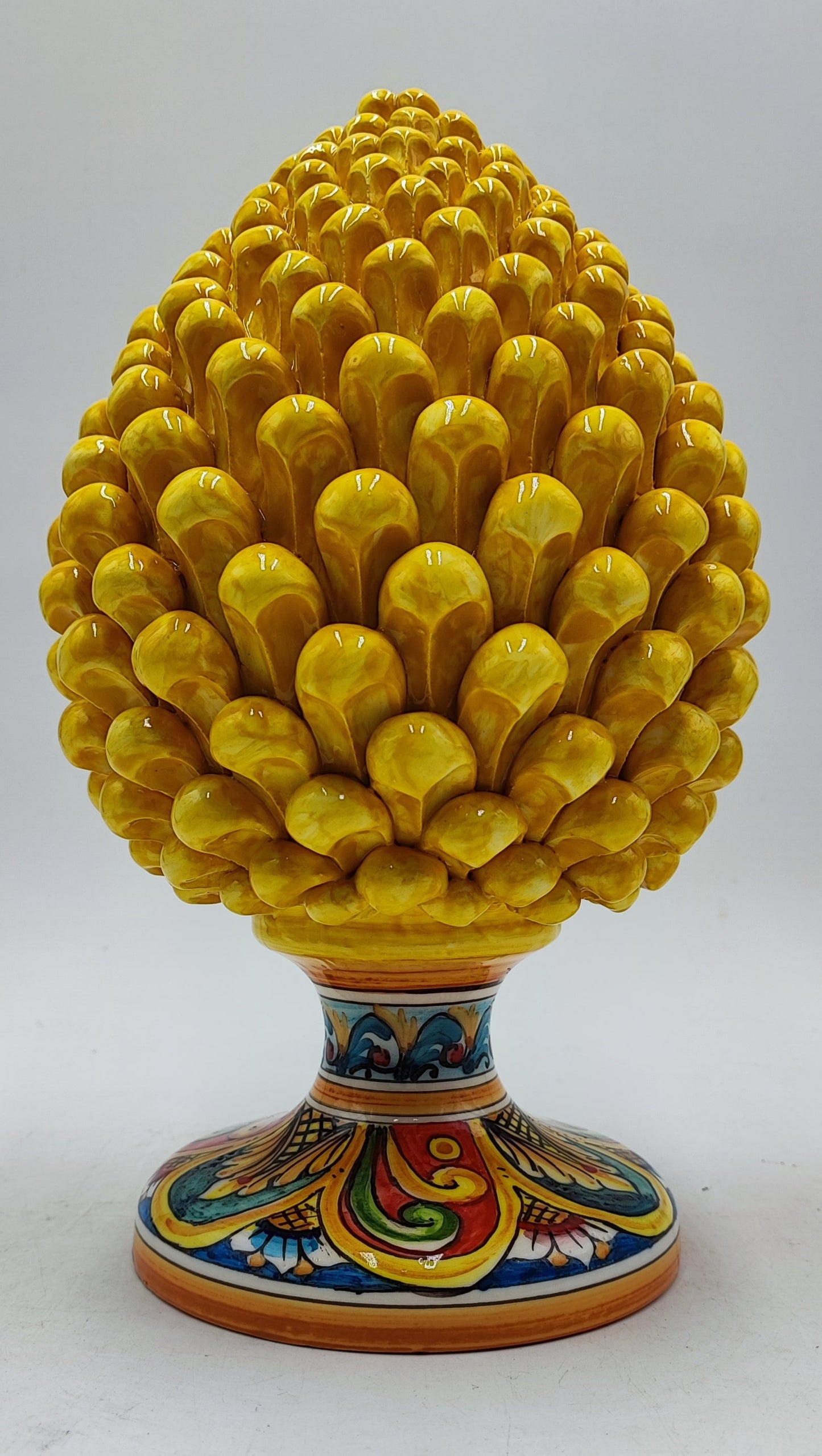 Handcrafted Ceramic Pine Cone - Stunning Art Piece for Home Decor Enthusiasts, and with decorative base 30/31 cm approx