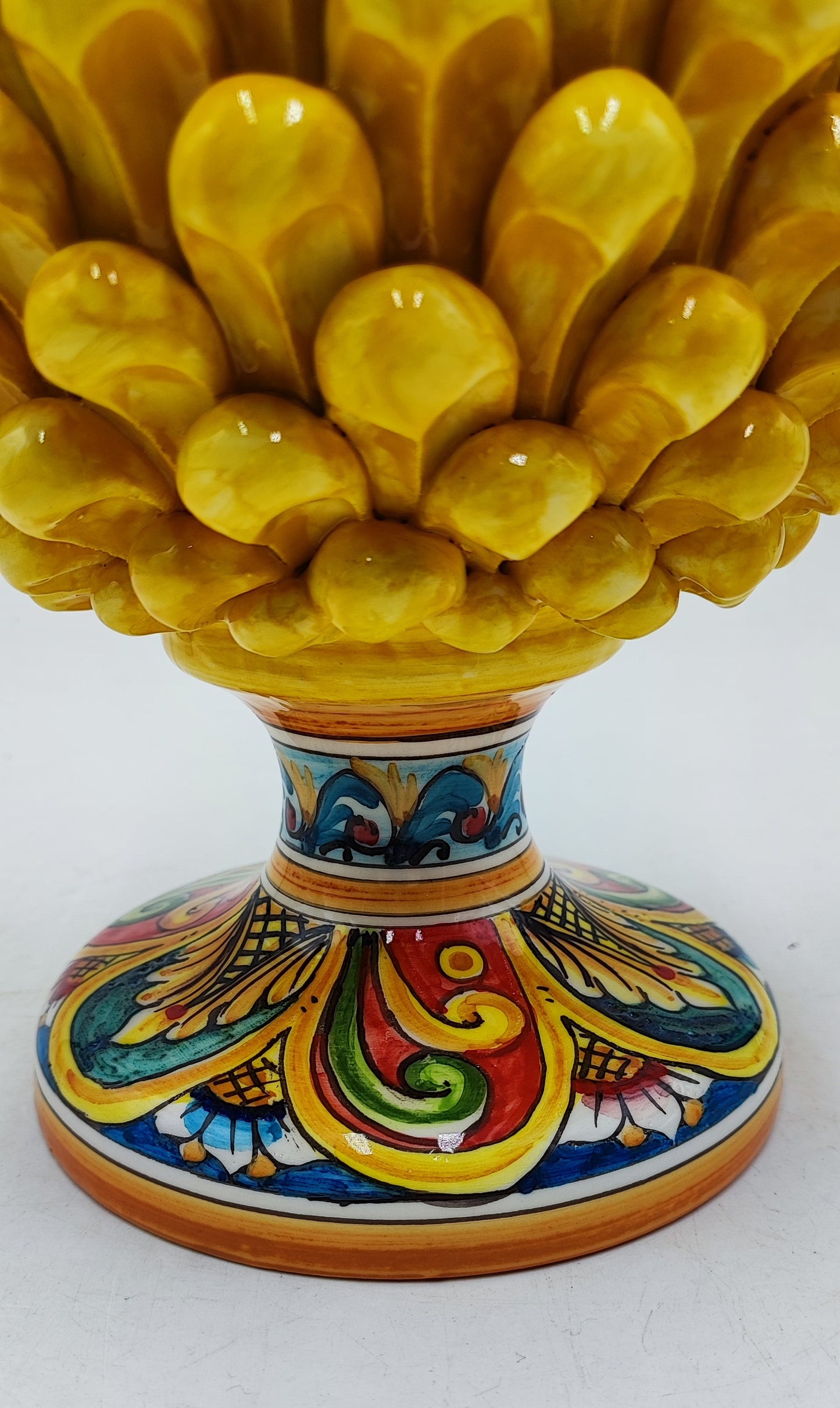 Handcrafted Ceramic Pine Cone - Stunning Art Piece for Home Decor Enthusiasts, and with decorative base 30/31 cm approx
