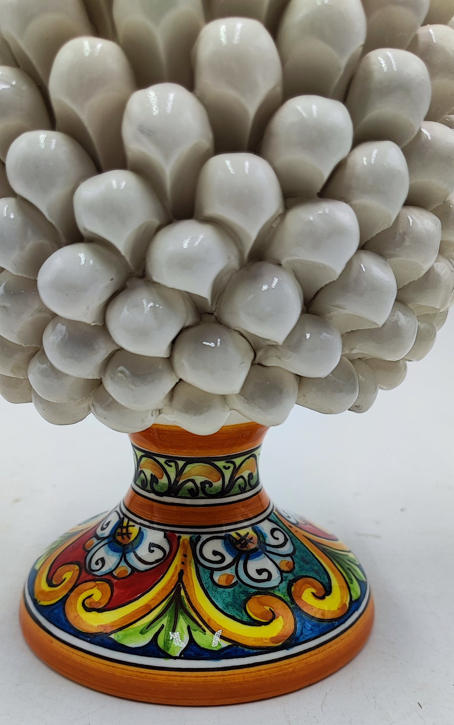 Handcrafted Ceramic Pine Cone - Stunning Art Piece for Home Decor Enthusiasts, andwith decorative base 26/27 cm approx