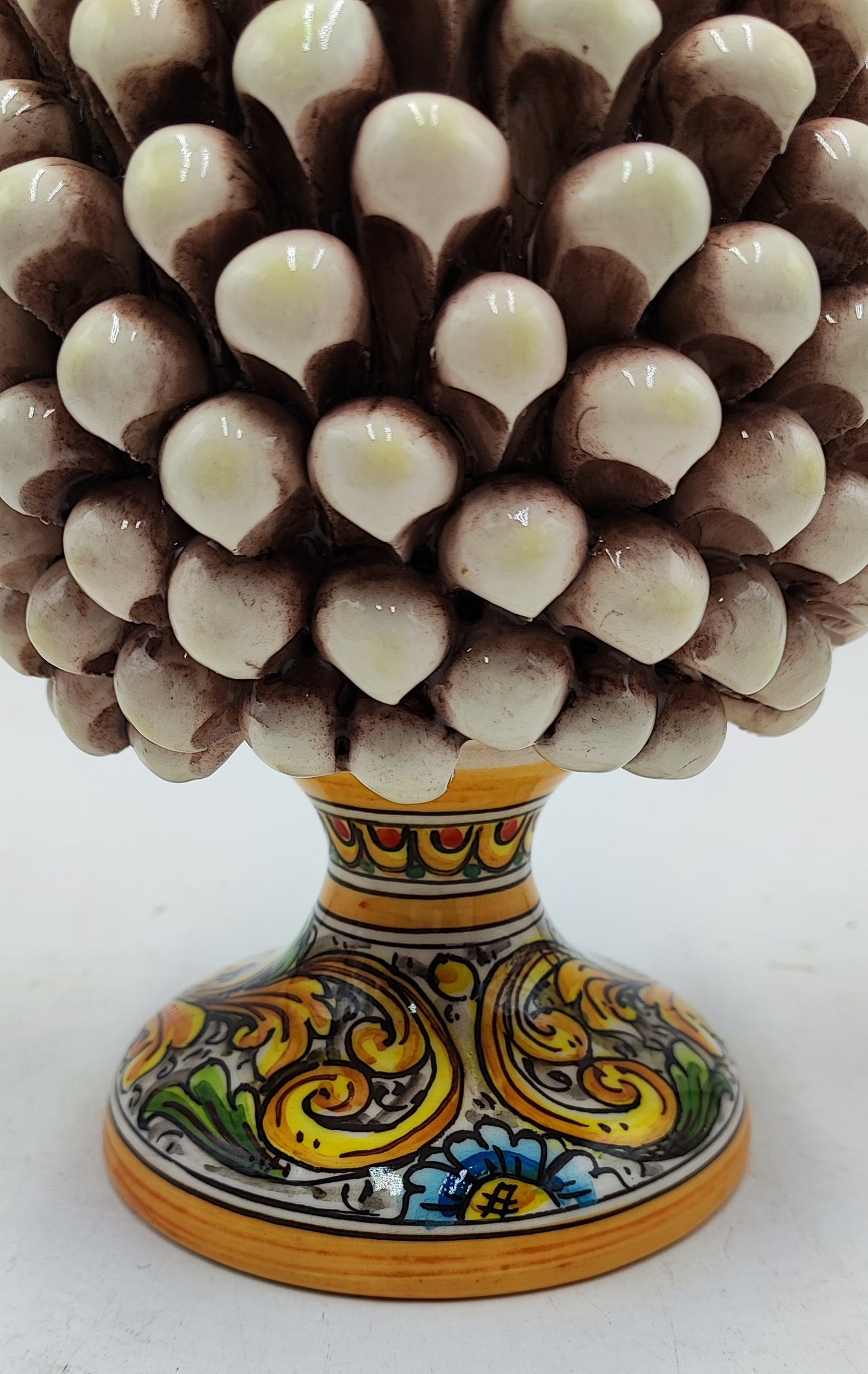 Handcrafted Ceramic Pine Cone - Stunning Art Piece for Home Decor Enthusiasts, andwith decorative base 26/27 cm approx