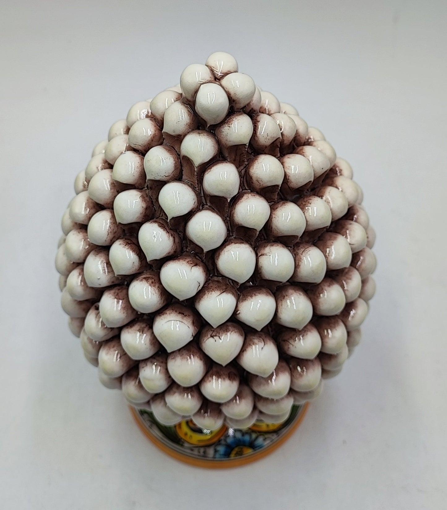 Handcrafted Ceramic Pine Cone - Stunning Art Piece for Home Decor Enthusiasts, andwith decorative base 26/27 cm approx
