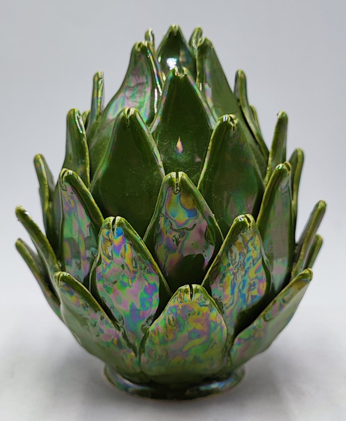 Caltagirone Ceramic Mother of Pearl Artichoke (15/16 cm) - Sicilian Craftsmanship