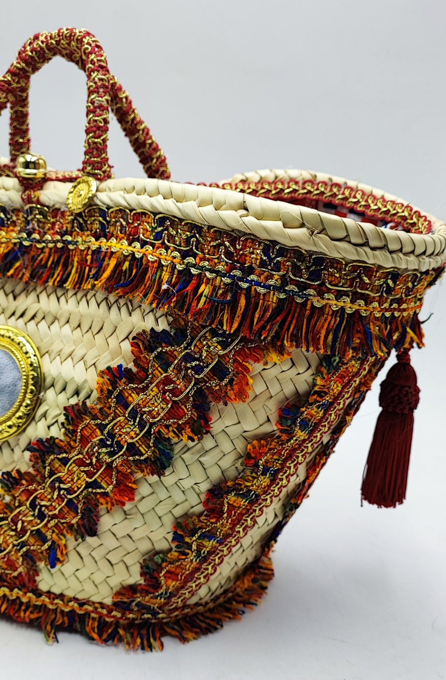 Italian Handmade Straw Tote Bag – Mediterranean Boho Chic | 47x27 cm (18.5x10.6 in)