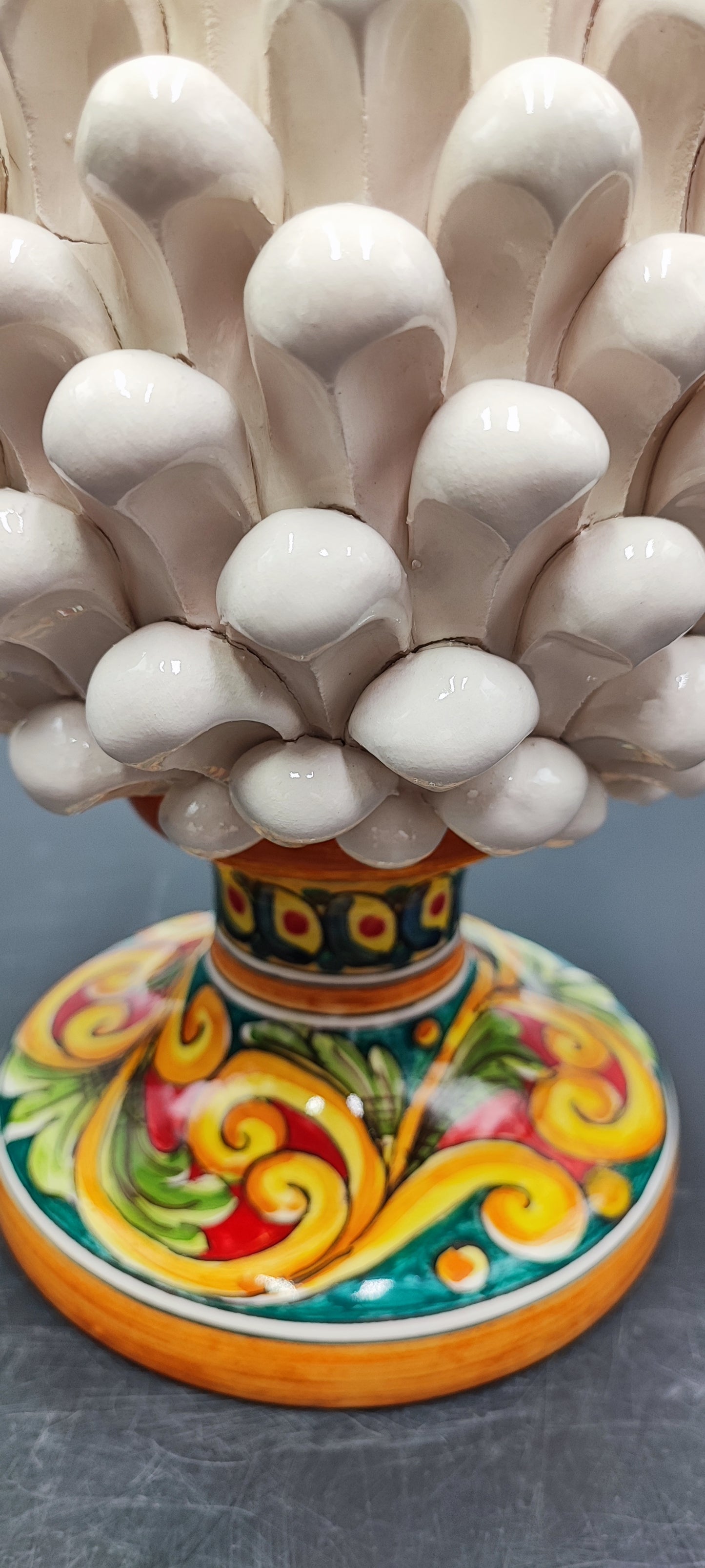 Handcrafted Sicilian Ceramic Pine Cone - Stunning Mediterranean Art Piece - Perfect for Rustic Italian Pottery Enthusiasts